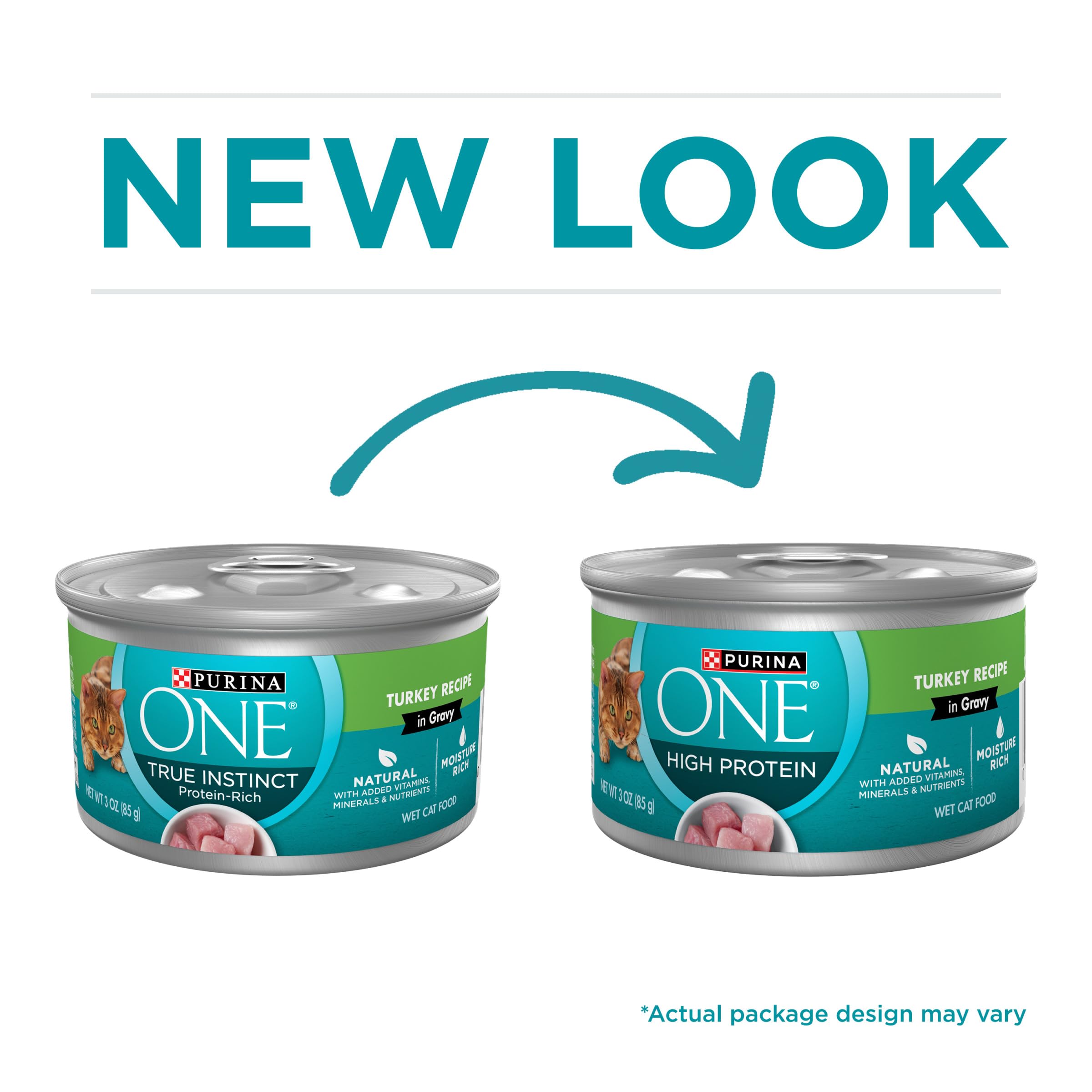 Purina ONE Natural, High Protein Cat Food, Turkey Recipe in Gravy - (Pack of 24) 3 oz. Pull-Top Cans