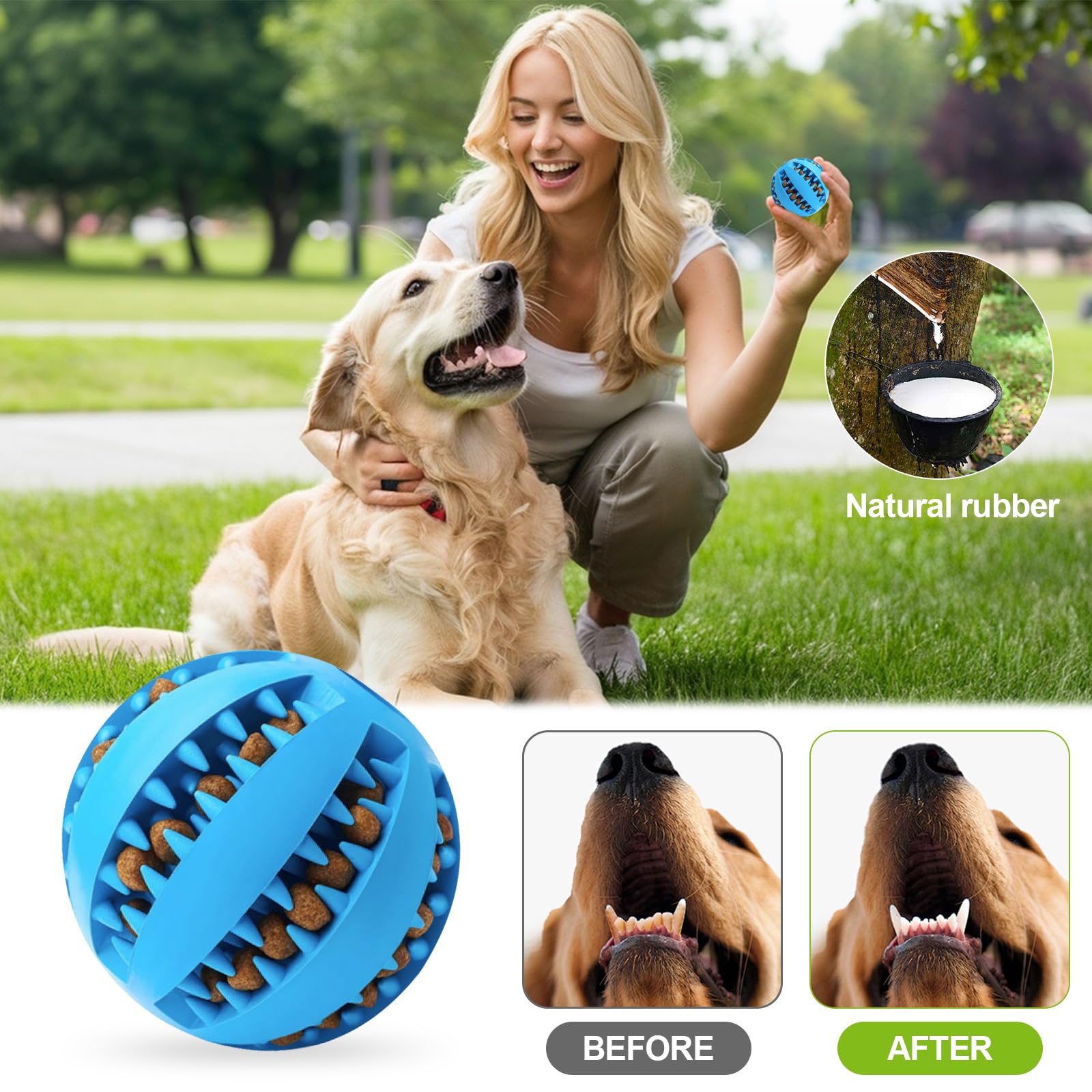Wanheart Dog Treat Ball,Nontoxic Bite Resistant Dog Ball Toys For Pet Tooth Cleaning,Toy Ball For Small Medium Large Dogs Teeth