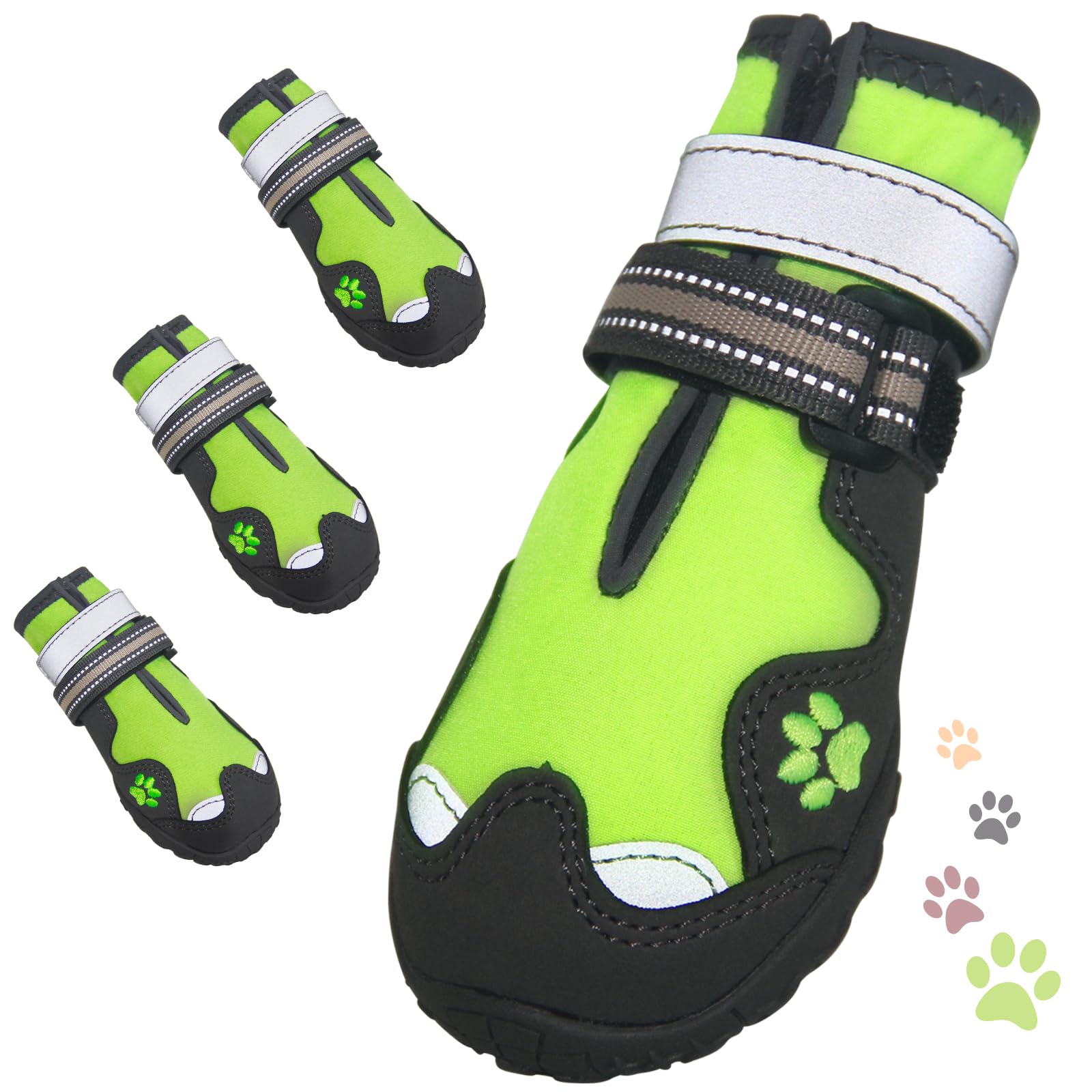 Dog Shoes, FISHOAKY Dog Shoes for Small Dogs, Anti Slip Dog Boots & Paw Protectors for Winter Snowy and Summer Hot Pavement, 4 P