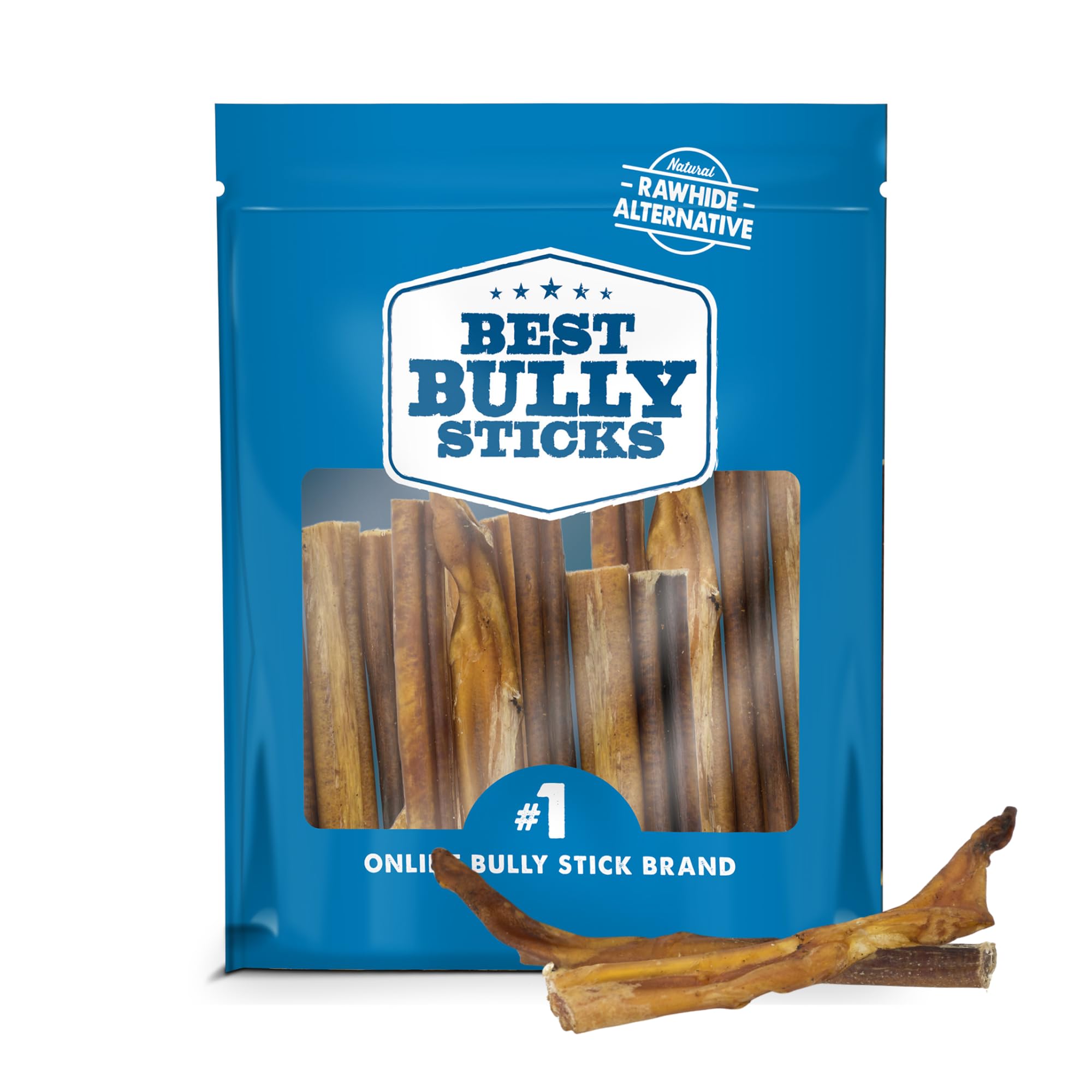 Best Bully Sticks Odorless 4-8 Inch Bully Sticks for Dogs - 8 oz (Pack of 1) - Natural Grass-Fed Beef, No Rawhide, Grain and Odo