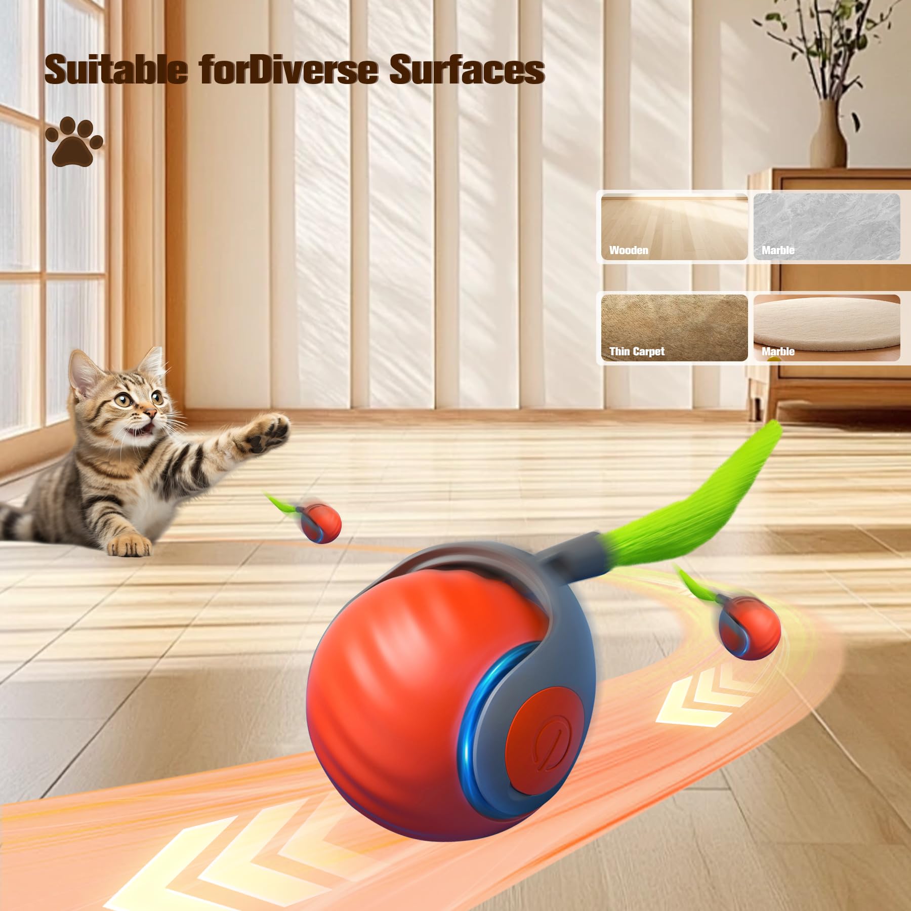 2025 New Upgrade Speedy Tail Cat Toy, Smart Interactive Pet Toys Comes With 4 Tails, Reinforced Version Of The Cat Toys Balls, T