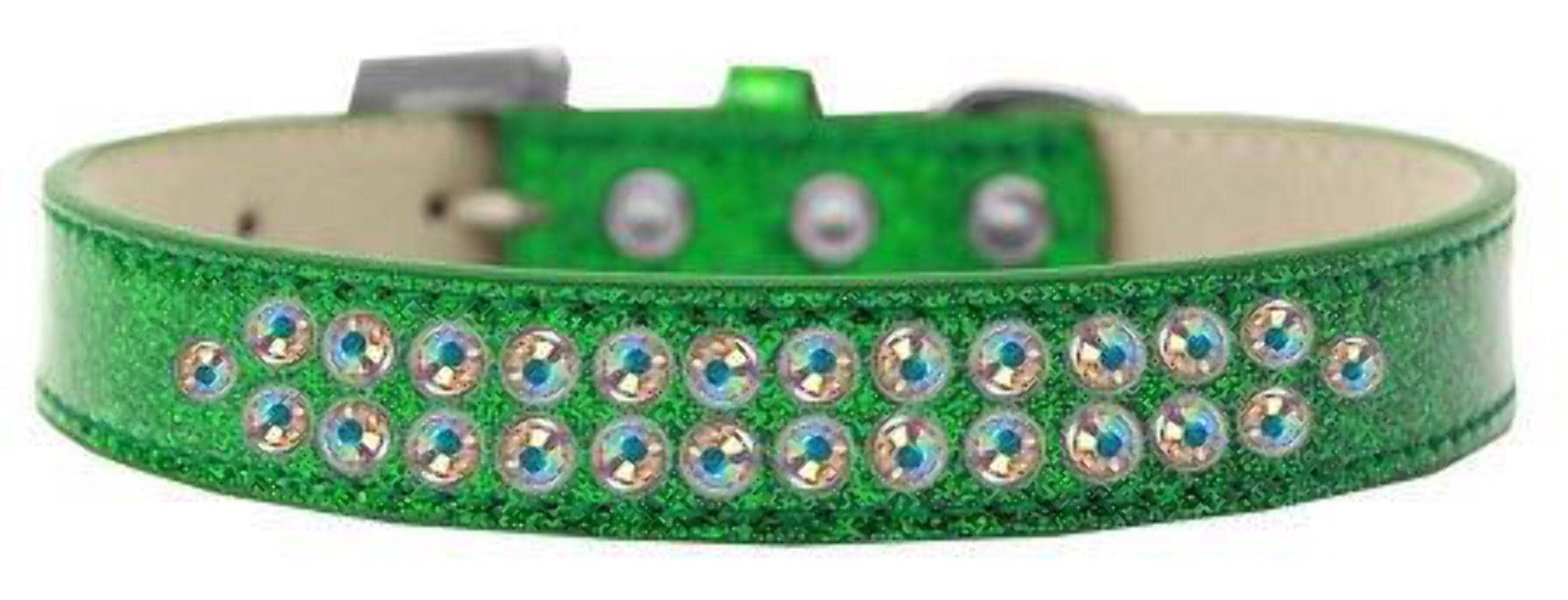 Mirage Pet Products Two Row AB Crystal Orange Ice Cream Dog Collar, Size 18