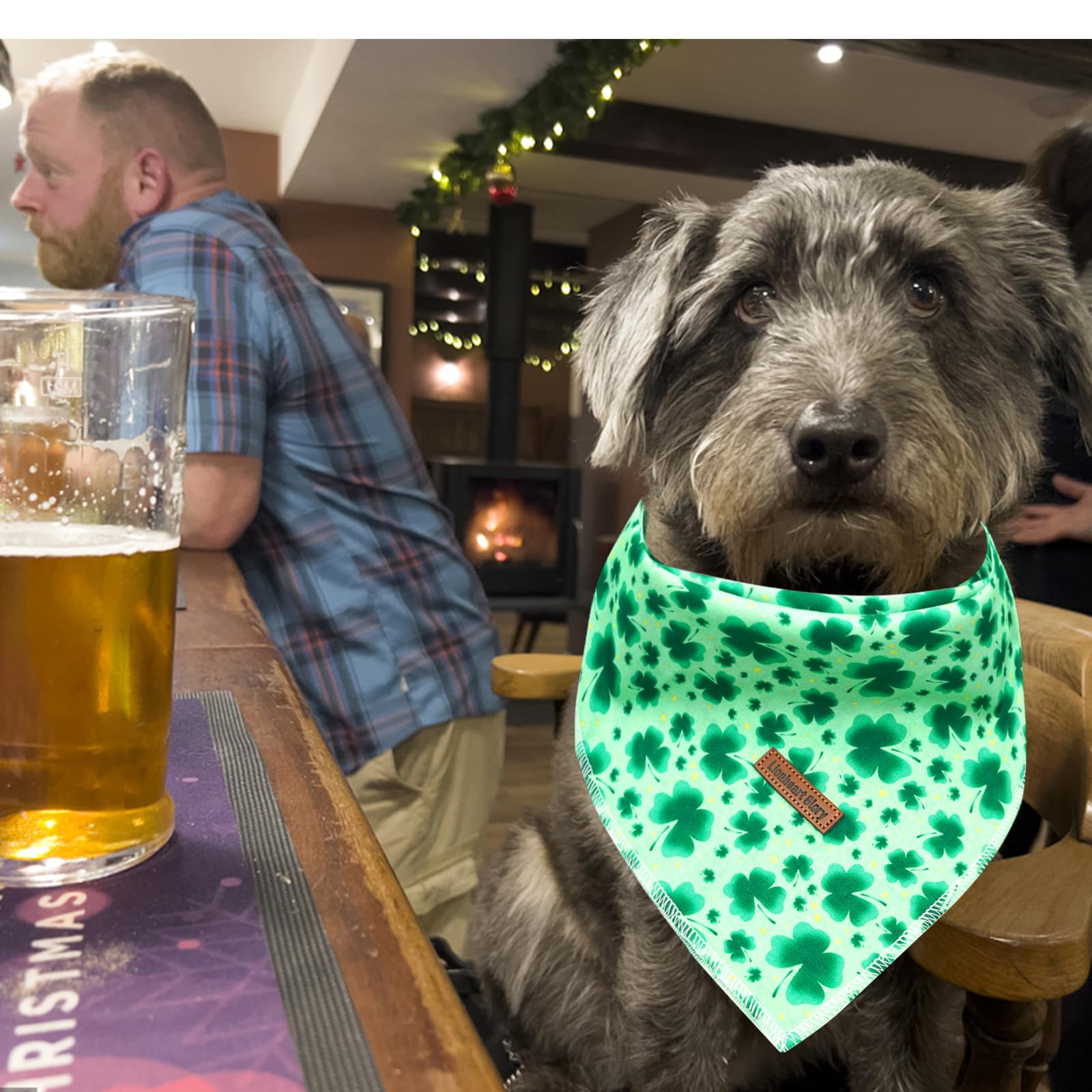 Lionheart Glory St. Patrick'S 1-Pack Washable Soft Dog Scarf, Square Adjustable Bandanas For Small Dogs And Cats