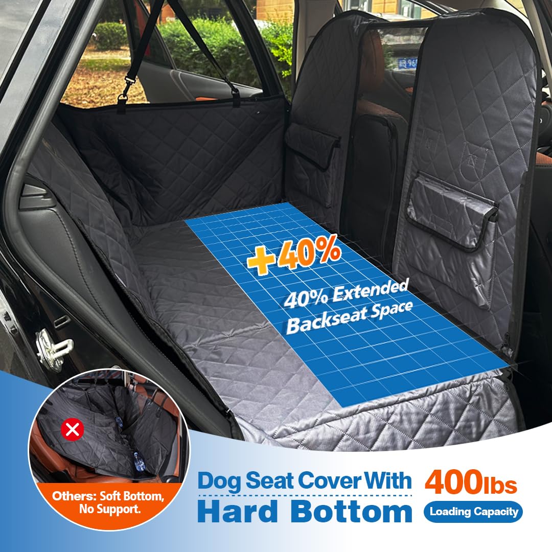 Bestset Back Seat Extender For Dogs With Escape-Proof Dog Car Barrier, Upgrated Firm Frame Dog Seat Cover For Back Seat Hard Bot