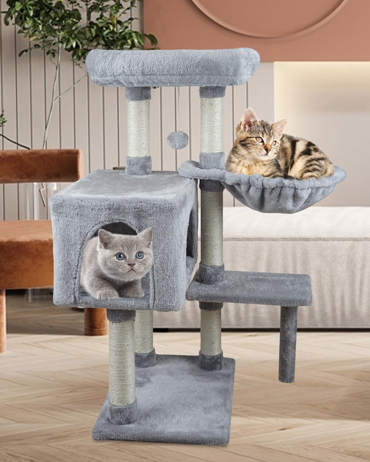 Kiyumi Cat Tree Multi-Level Pet Activity Center Cat Tower Condo With Sisal Scratching Post For Indoor Cats Cat Tree Cat Furnitur