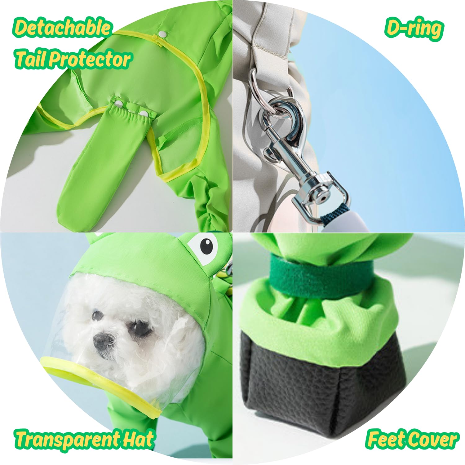 Harikaji Small Dog Raincoat, Tail Protect Feet Cover Waterproof Dog Rain Jacket For Puppy (Frog, Xl)