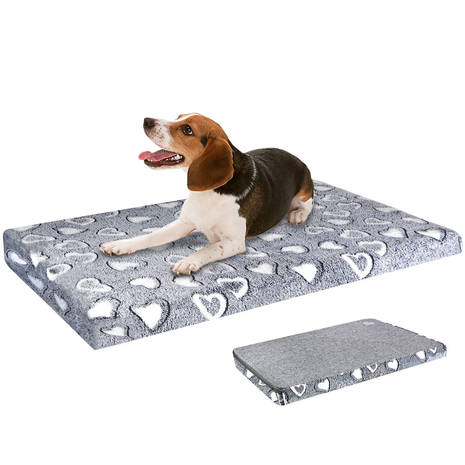 Vankean Dog Crate Mat - Reversible Cool & Warm Stylish Bed, Waterproof & Machine Washable, Supports Small To Xxl Dogs, Grey