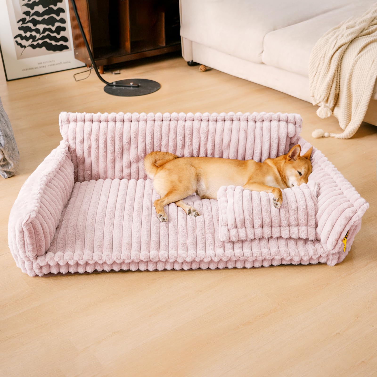 Funny Fuzzy Orthopedic Dog Bed With Removable Washable Cover And Anti-Slip Bottom, Supportive Foam Pet Couch Bed,Dog Sofa For Me