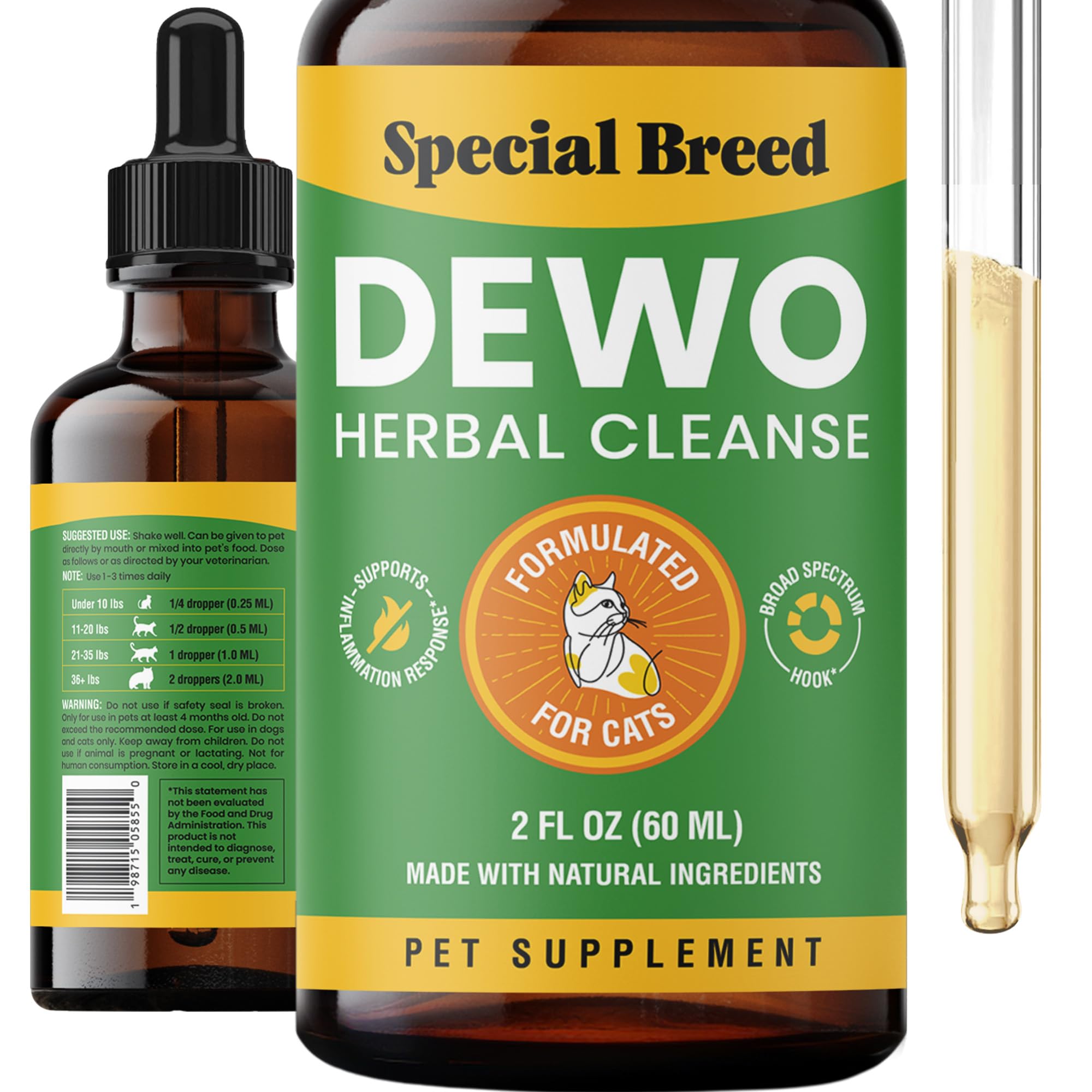 Specifically Formulated for Cats, Natural Broad Spectrum Pet Supplement, Herbal Cleanse, Digestive Support for All Cat Breeds, G
