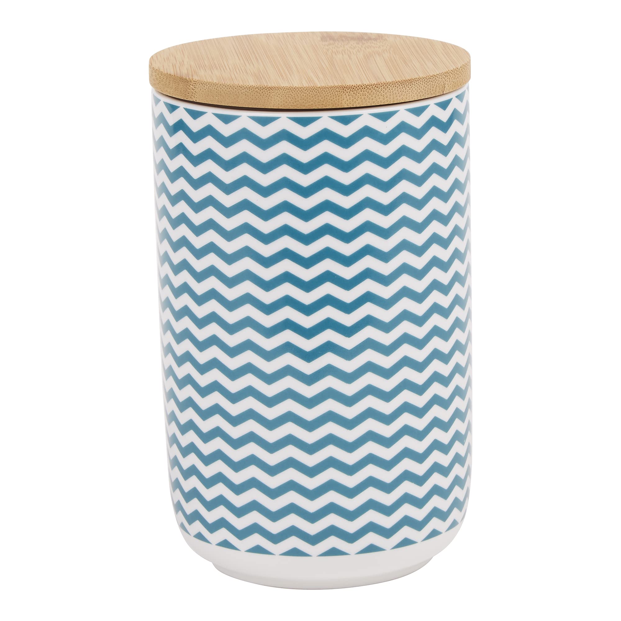 Bone Dry Chevron Ceramic Pet Treat Canister with Bamboo Lid, Dishwasher Safe Countertop Storage, Keep Dog & Cat Treats Safe & Dr