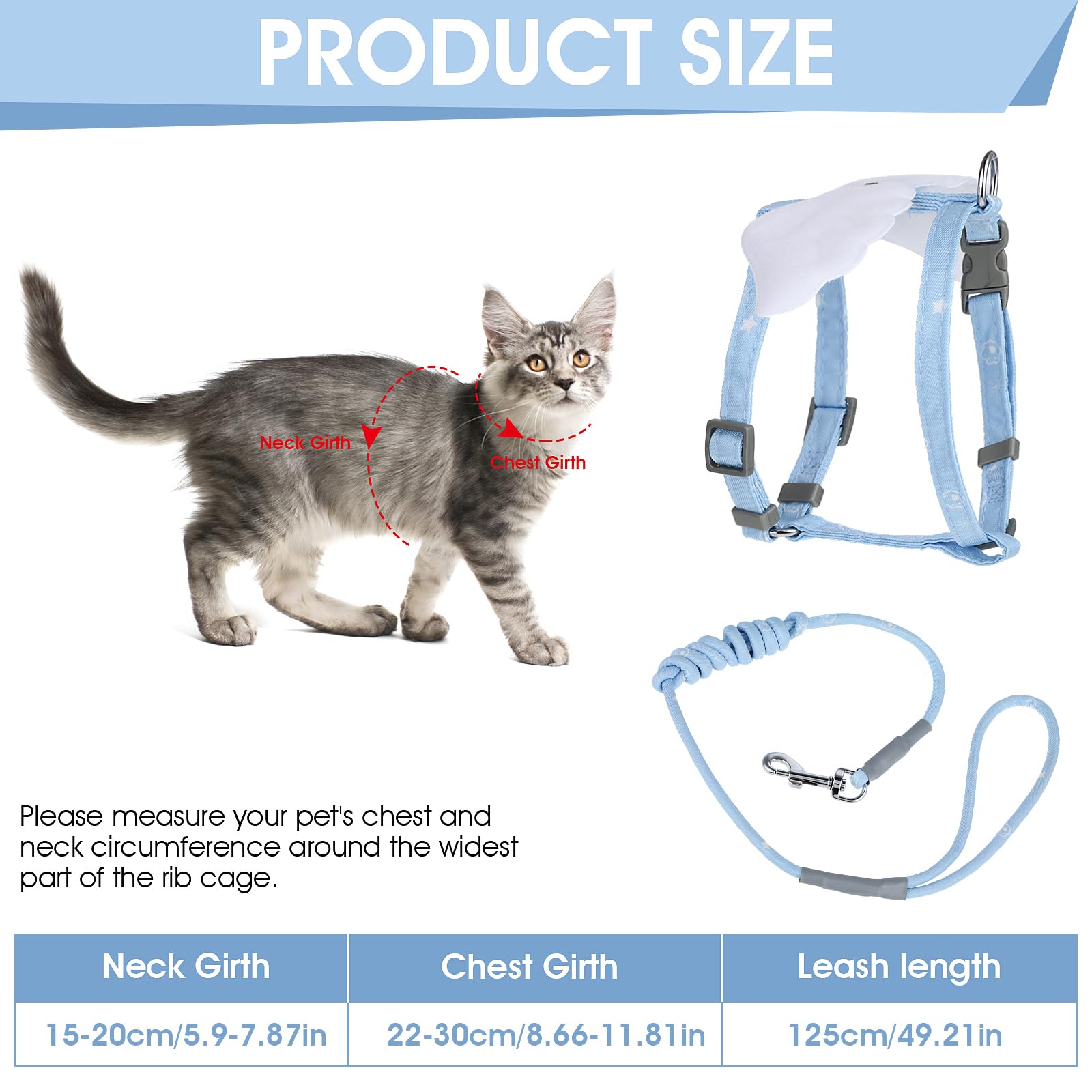 Tiesome Cat Harness And Leash Set, Adjustable Gradient Kitten Harness Escape Proof Harness With Leash For Kitty Outdoor Walking