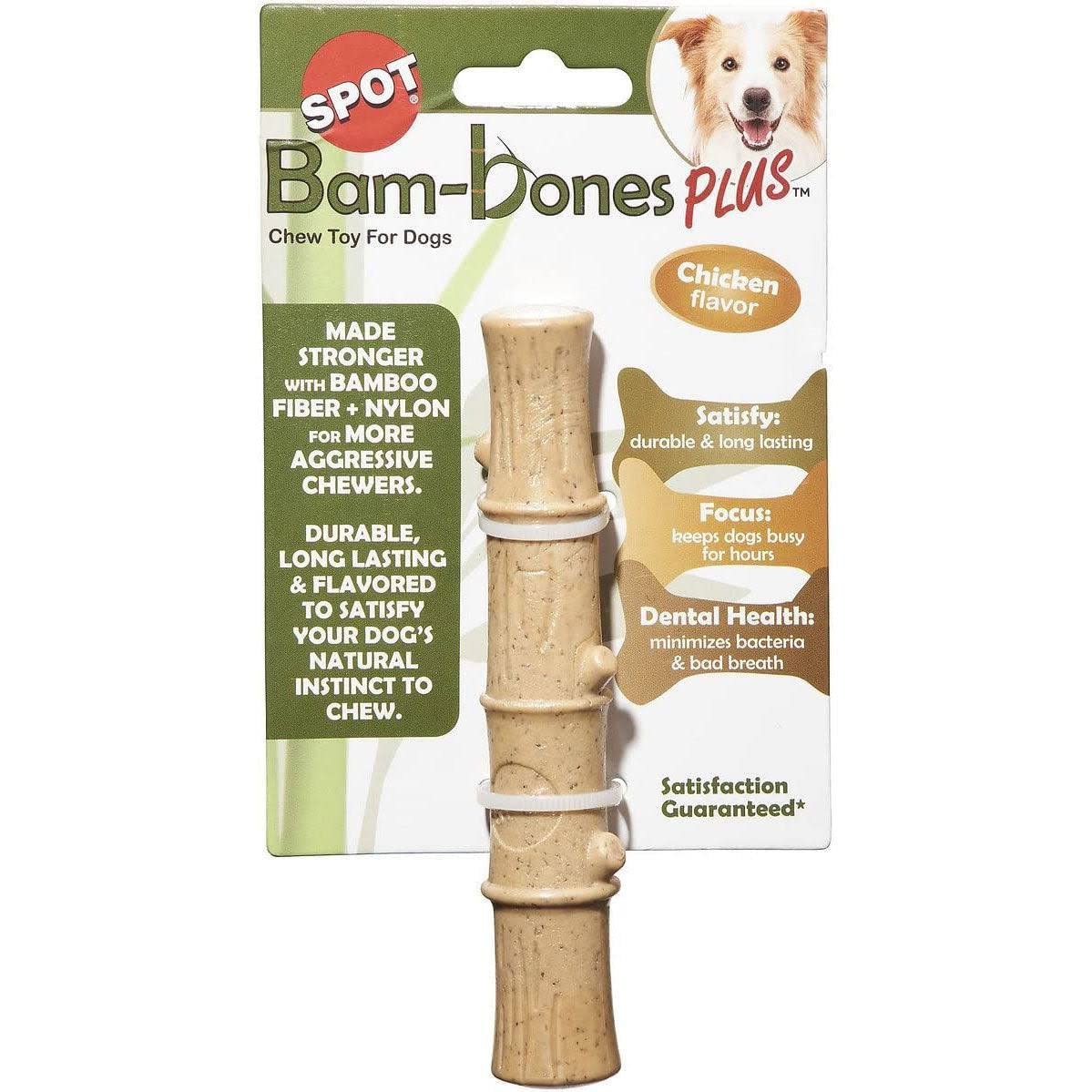 Spot Bambones Bamboo Plus Bamboo Stick 2 Pack Bundle - Easy Grip Durable Dog Chew Toy For Aggressive Chewers & Puppies -A Non Sp