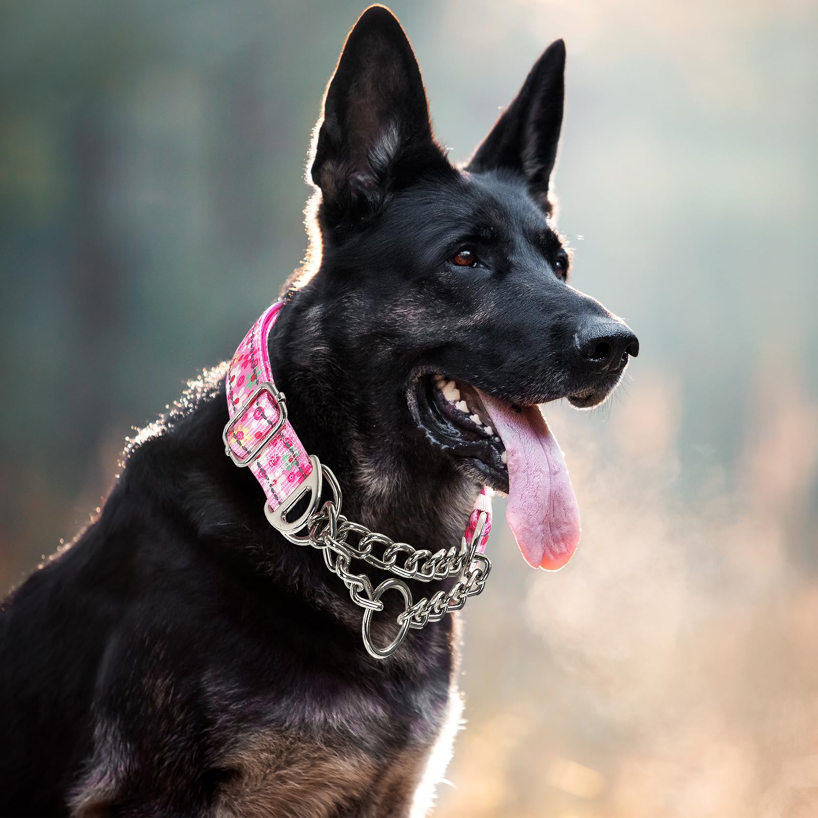 Reflective Martingale Dog Collar With Soft Padded,Adjustable Heavy Duty Choke Steel Chain Big Dog Training, Walking, Hunting Col
