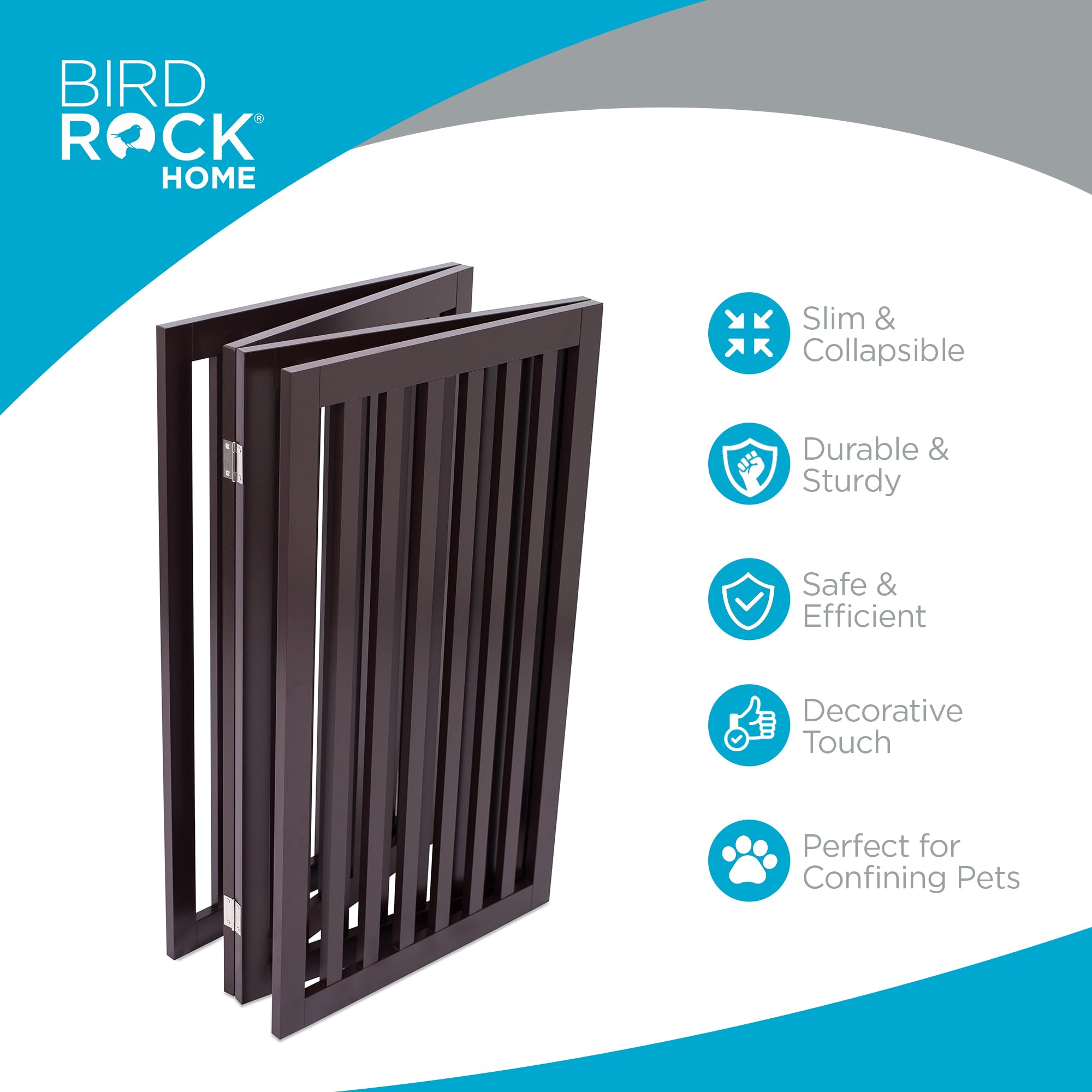 Internet'S Best Dog Gate Indoor Freestanding Pet Barrier, Folding Wood Dog Fence, Extra Wide Doorway Puppy Gate, Indoor Animal Privacy Panel, Wooden Cat Fence - 4 Panel - 36', Espresso