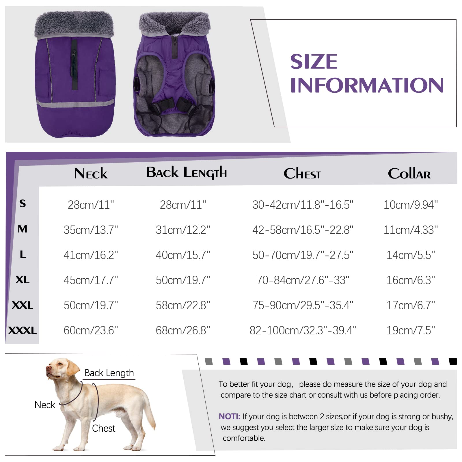 Qbleev Warm Dog Coat Reflective Dog Winter Jacket,Waterproof Windproof Dog Turtleneck Clothes For Cold Weather, Thicken Fleece Lining Pet Outfit,Adjustable Pet Vest Apparel For Small Medium Large Dogs