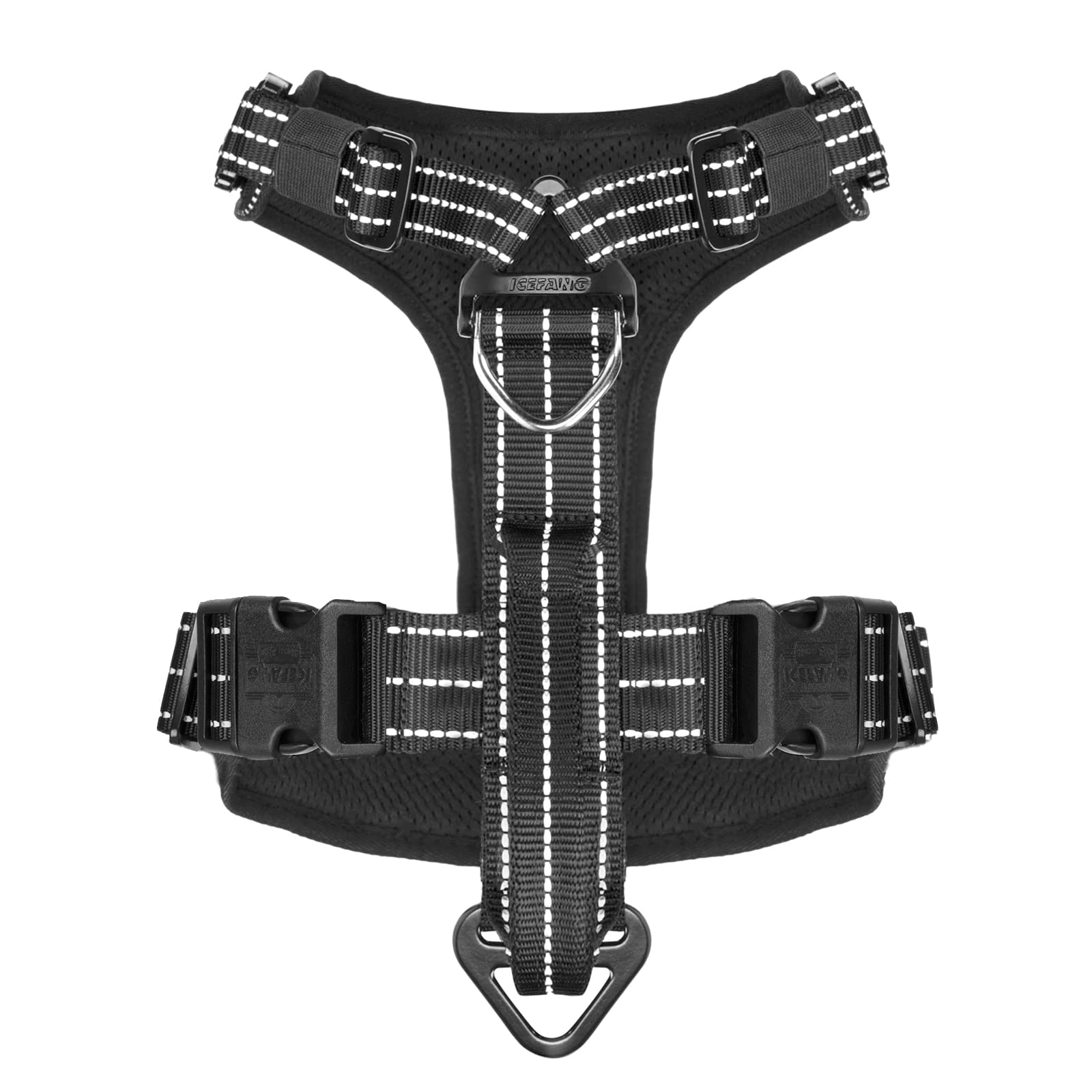 Icefang Dog Strap Harness With 4 X Metal Buckles,For Medium Sized Dog,K9 Vest,Y-Shape Chest,Adjustable Pet Harness,No-Pull Front Leash Clip (Medium (Pack Of 1), Brown)