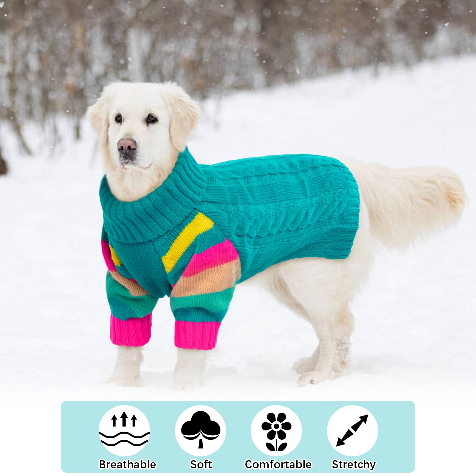 Ouobob Sweaters For Large Size Dogs Winter, Turtleneck Extra Large Dog Sweater For Dogs Male Female, Thick Warm Christmas Dog Co