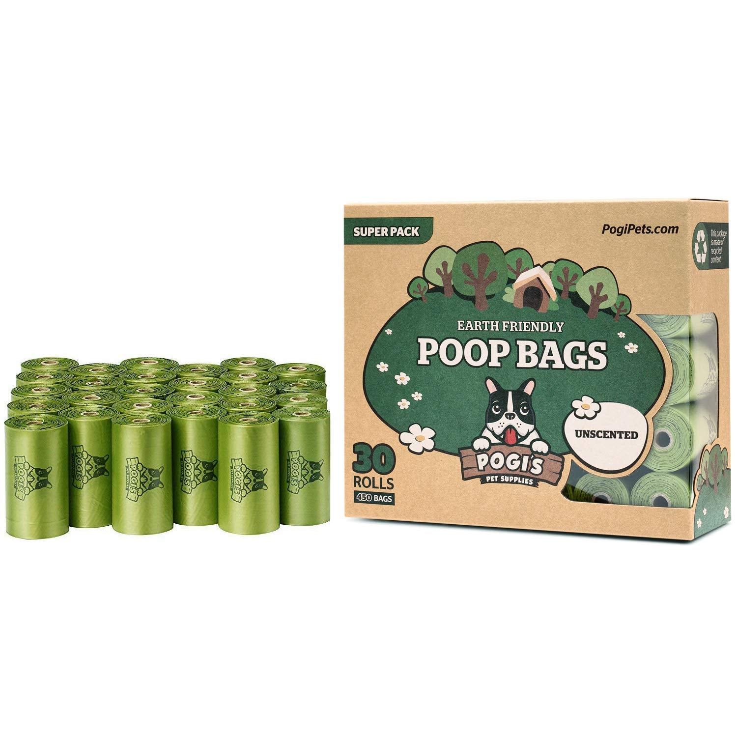 Pogi’S Dog Poop Bags - 30 Unscented Rolls (450 Doggie Poop Bags) - Leak-Proof Dog Waste Bags - Ultra Thick, Extra Large Poop Bags For Dogs