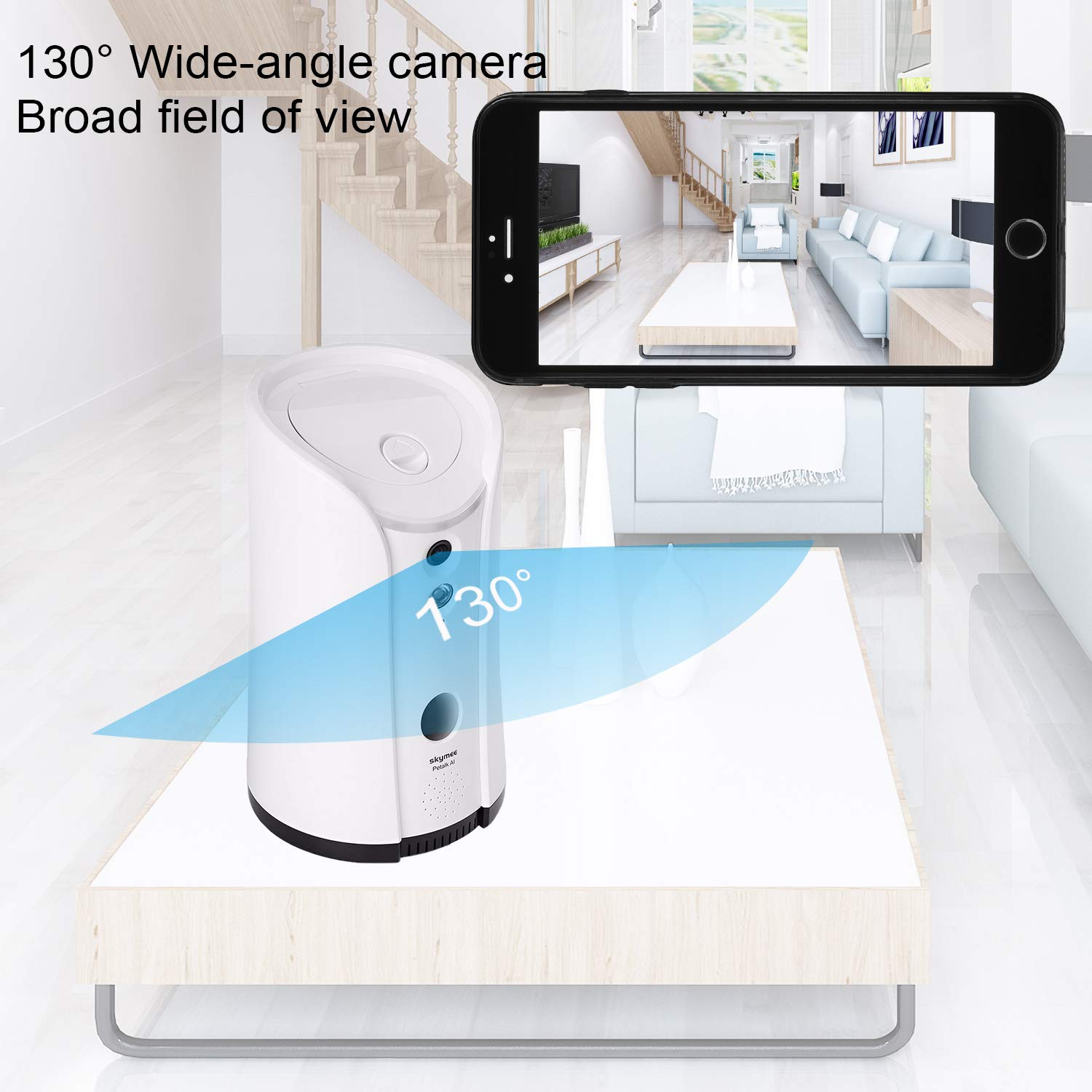 Skymee Dog Camera Treat Dispenser,Wifi Full Hd Pet Camera With Two-Way Audio And Night Vision,Compatible With Alexa (2.4G Wifi Only) (Petalk Ai)