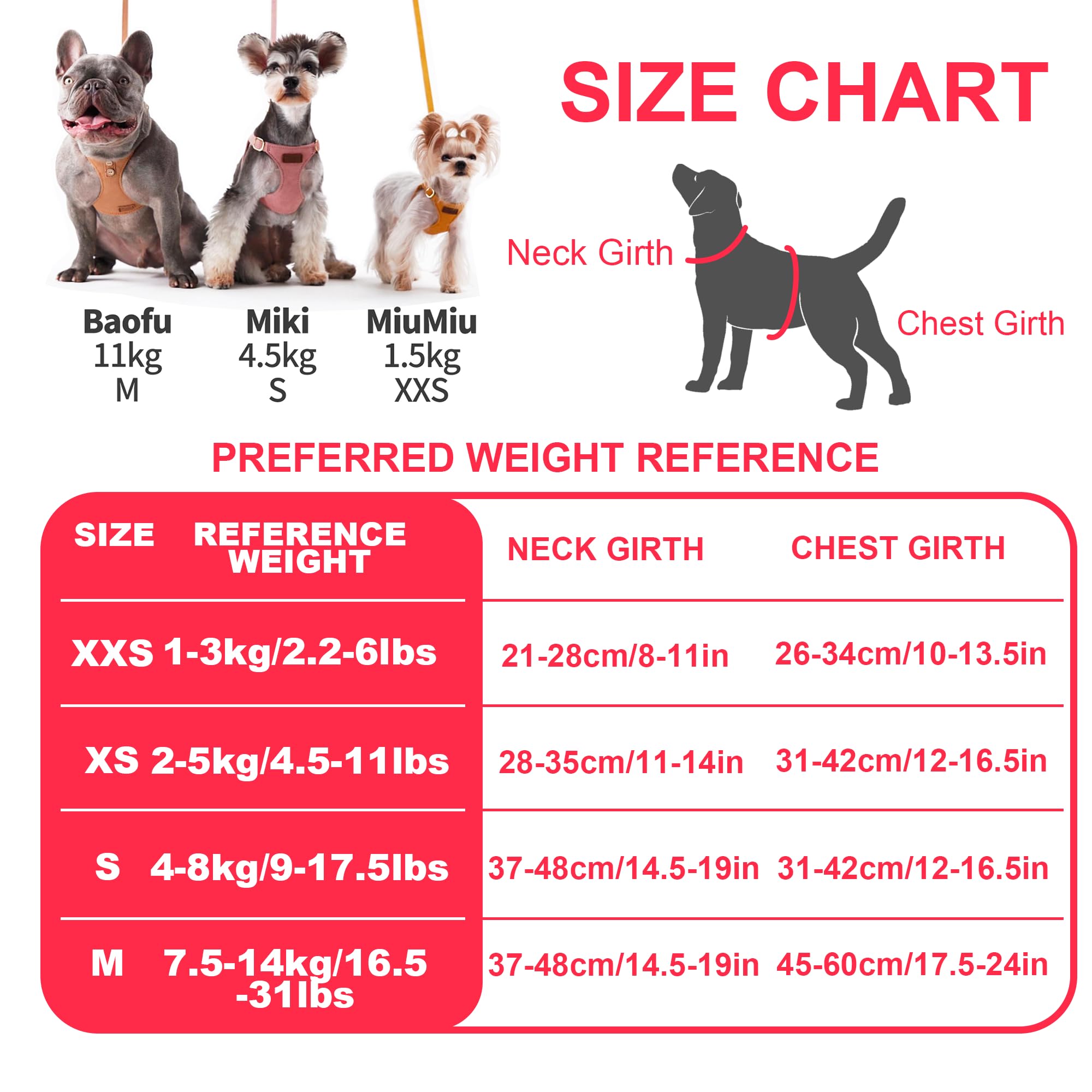 Puppytie No Pull Small Dog Harness with Multifunction Dog Leash, Lightweight Soft Adjustable No Choke Escape Proof Pet Harness V