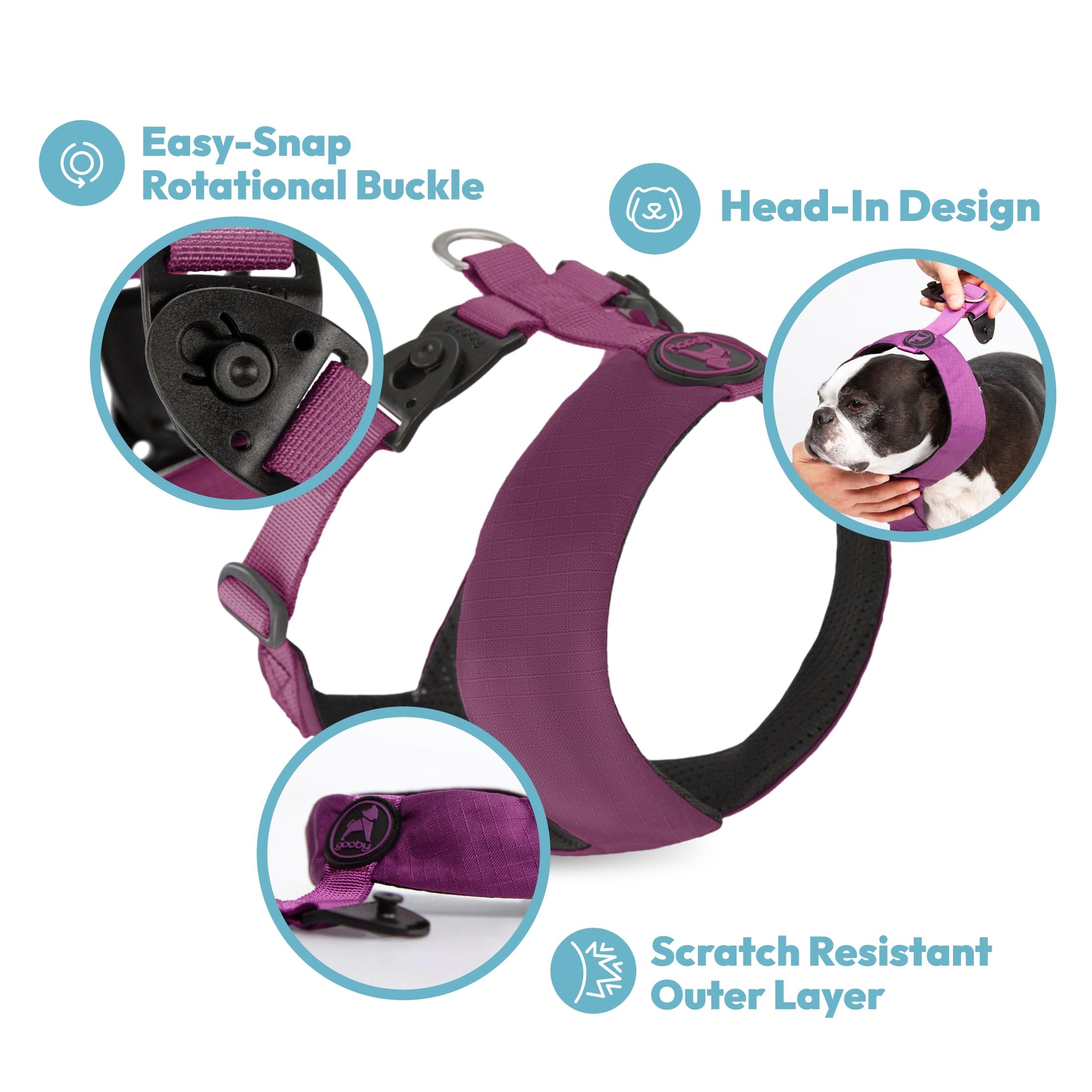 Gooby Comfort X Harness - No Pull Dog Harness with Rotational Buckles, Small (13.5-16.75") - Turquoise, Model 04205-TQS-S