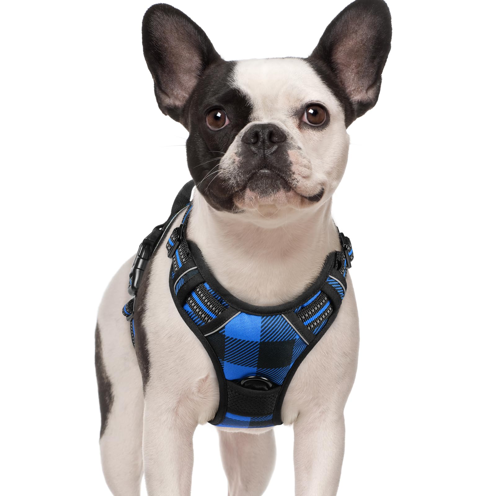rabbitgoo Dog Harness No-Pull, Comfortable Padded Plaid Harness with Handle Easy Control, Adjustable Reflective Pet Vest with 2 