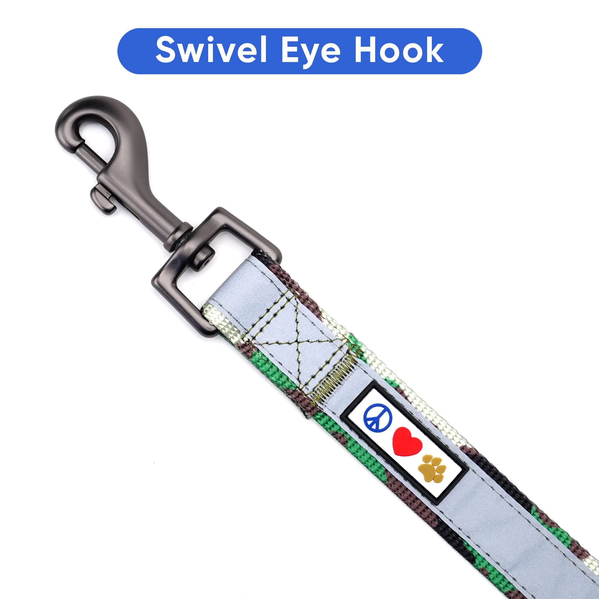 Pawtitas 6 FT Padded Dog Leash with Comfortable Neoprene Padding Handle - Camo Green Lead | Medium Reflective Dog Leash with Hig