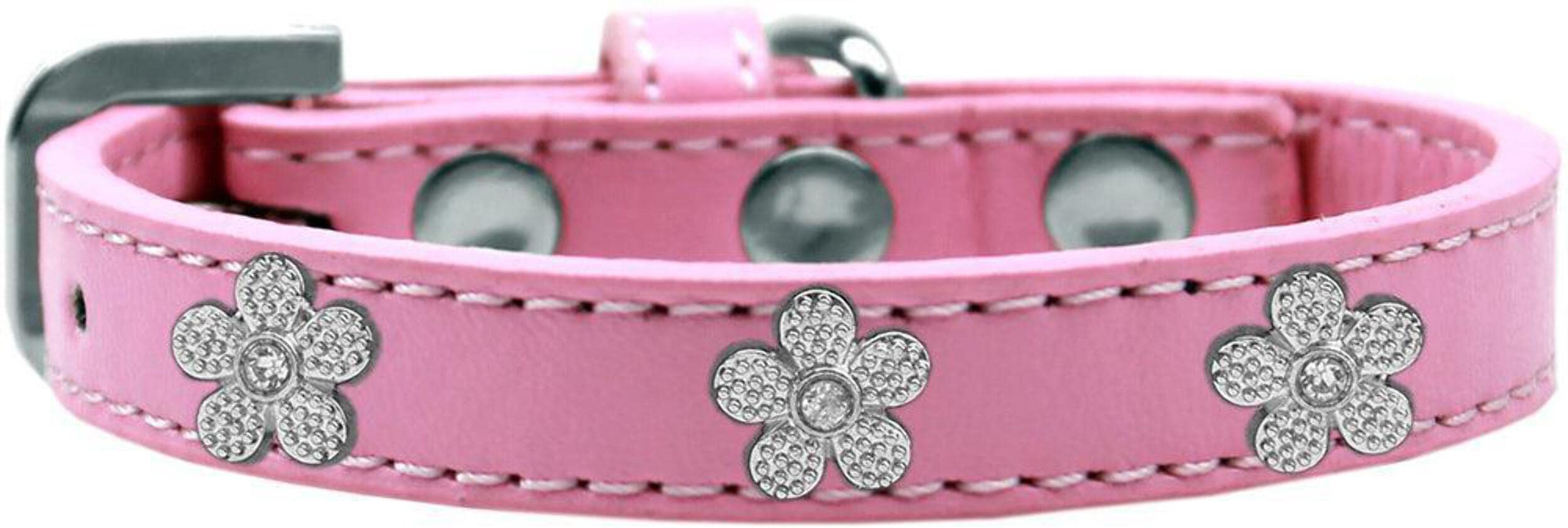 Mirage Pet Products 1 and 3 Heart Black Pet Collars with Pink Hearts, 3 Hearts, Size 10