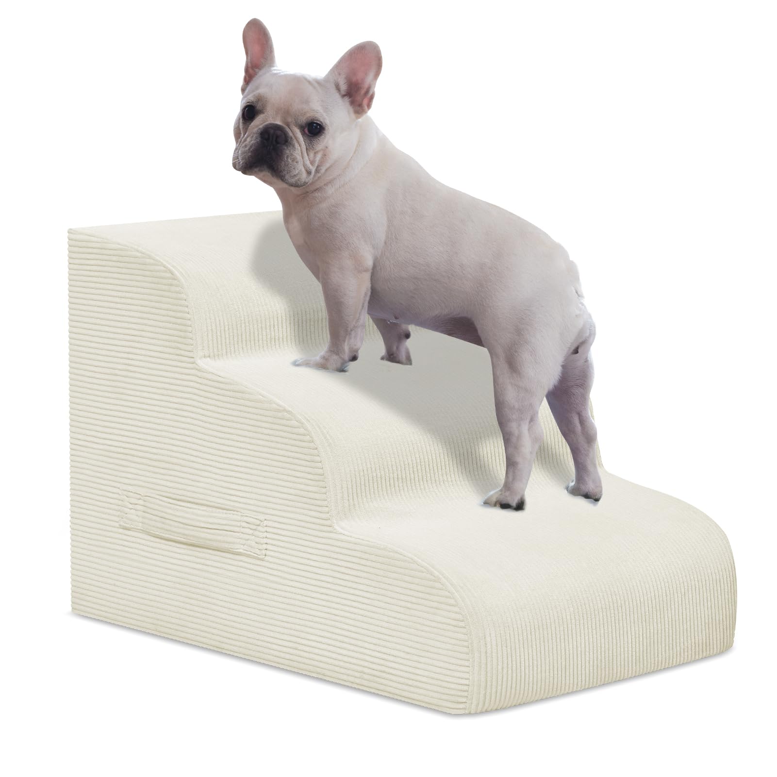 Yiruka Dog Steps for Small Dog, 3-Step Dog Ramp and Stairs for High Beds and Sofa, Non-Slip Pet Stairs for Small Dogs and Cats, 
