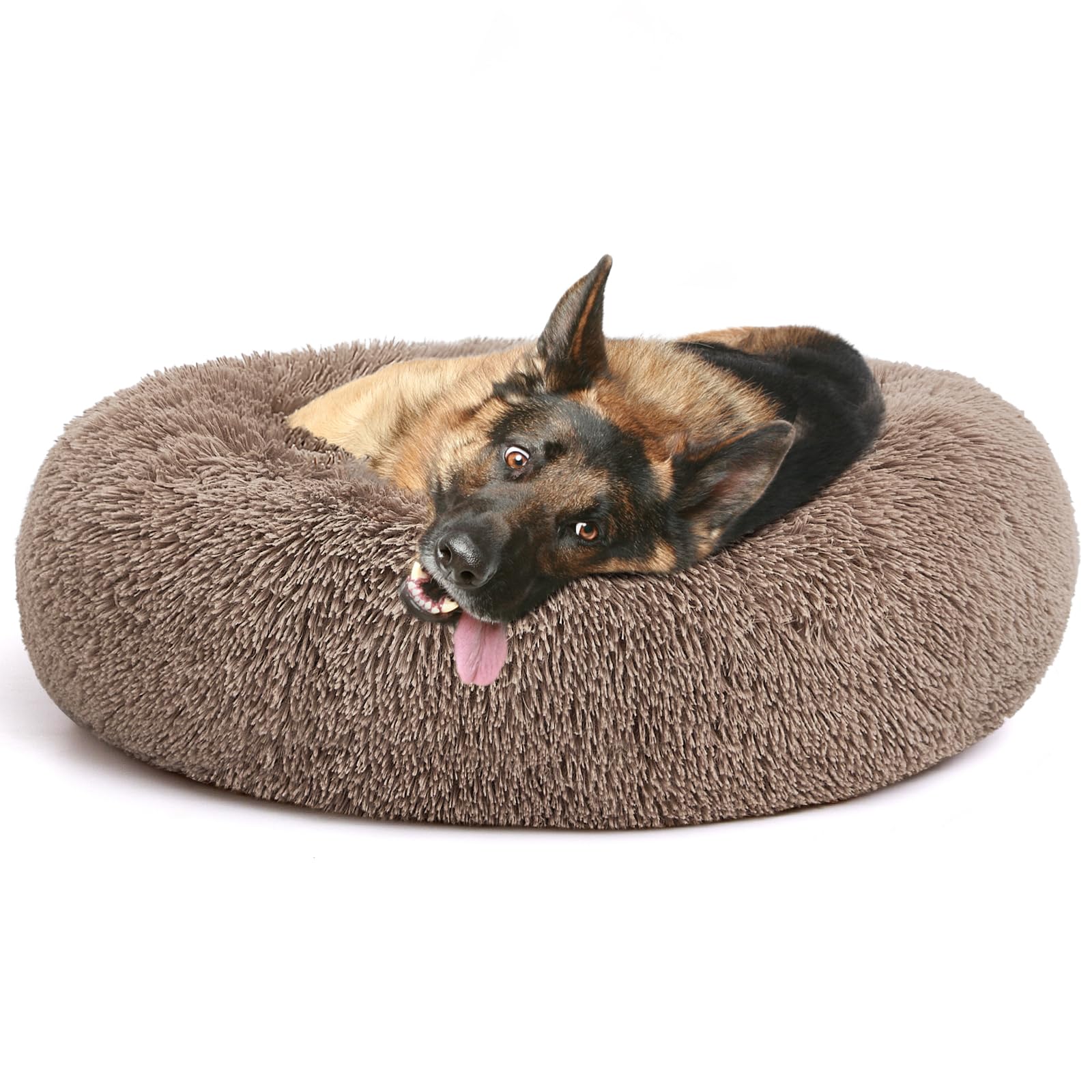 Mixjoy Orthopedic Dog Bed Comfortable Donut Cuddler Round Dog Bed Ultra Soft Washable Dog And Cat Cushion Bed (20''/23''/30''/36'') (36''X36'', Brown)