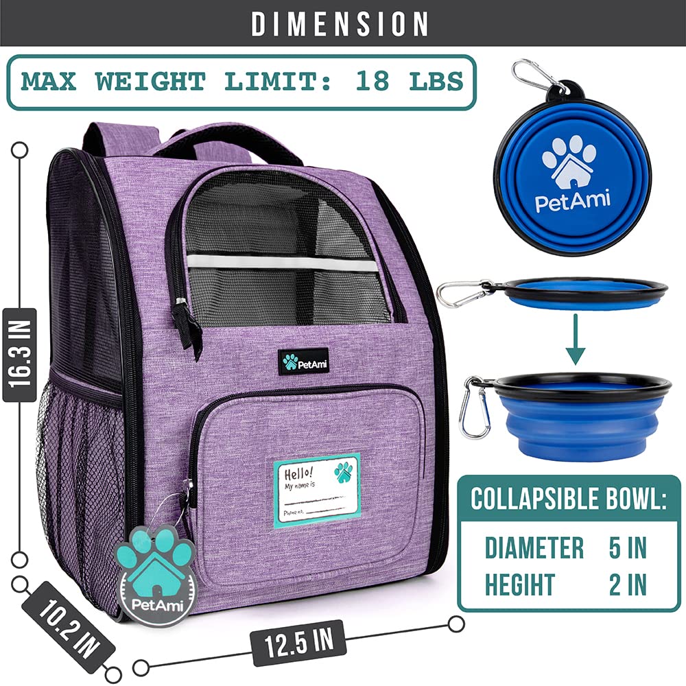 Petami Dog Backpack Carrier For Small Large Cat, Pet, Puppies, Ventilated Pet Hiking Backpack Travel Bag, Airline Approved Cat B