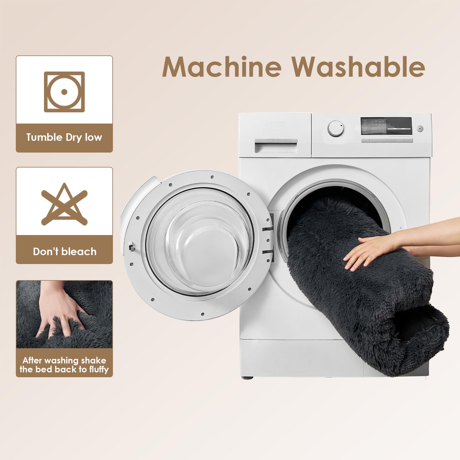 Eheyciga Fluffy Xxl Dog Crate Pad, Plush Faux Fur Dog Bed For Extra Large Dogs, Calming Anti Anxiety Xxl Dog Bed For Crate, Washable Soft Warm Dog Crate Mat With Non-Slip Bottom, Dark Grey