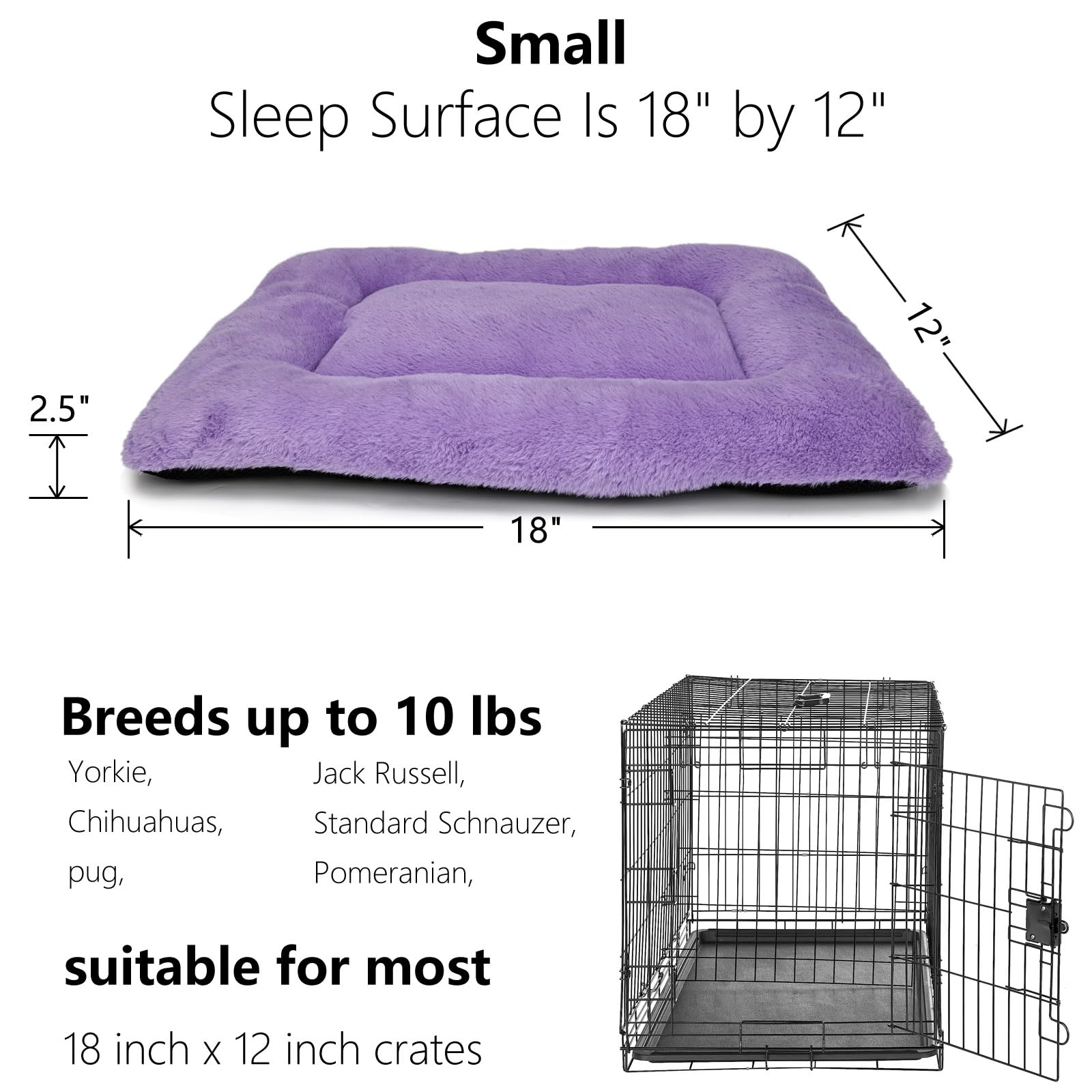 Extra Small Dog Bed For Crates 18 Super Soft Plush Indoor Pet Bed For Dogs, Puppies, Cats, And Rabbits Purple