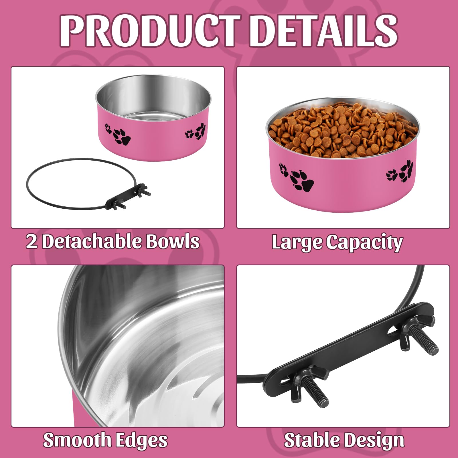 Iebiyo 2 Pack Crate Bowls Stainless Steel Kennel Bowl For Medium & Small Dogs Crate Water Bowls Mountable With Clamp Holder 2 Si