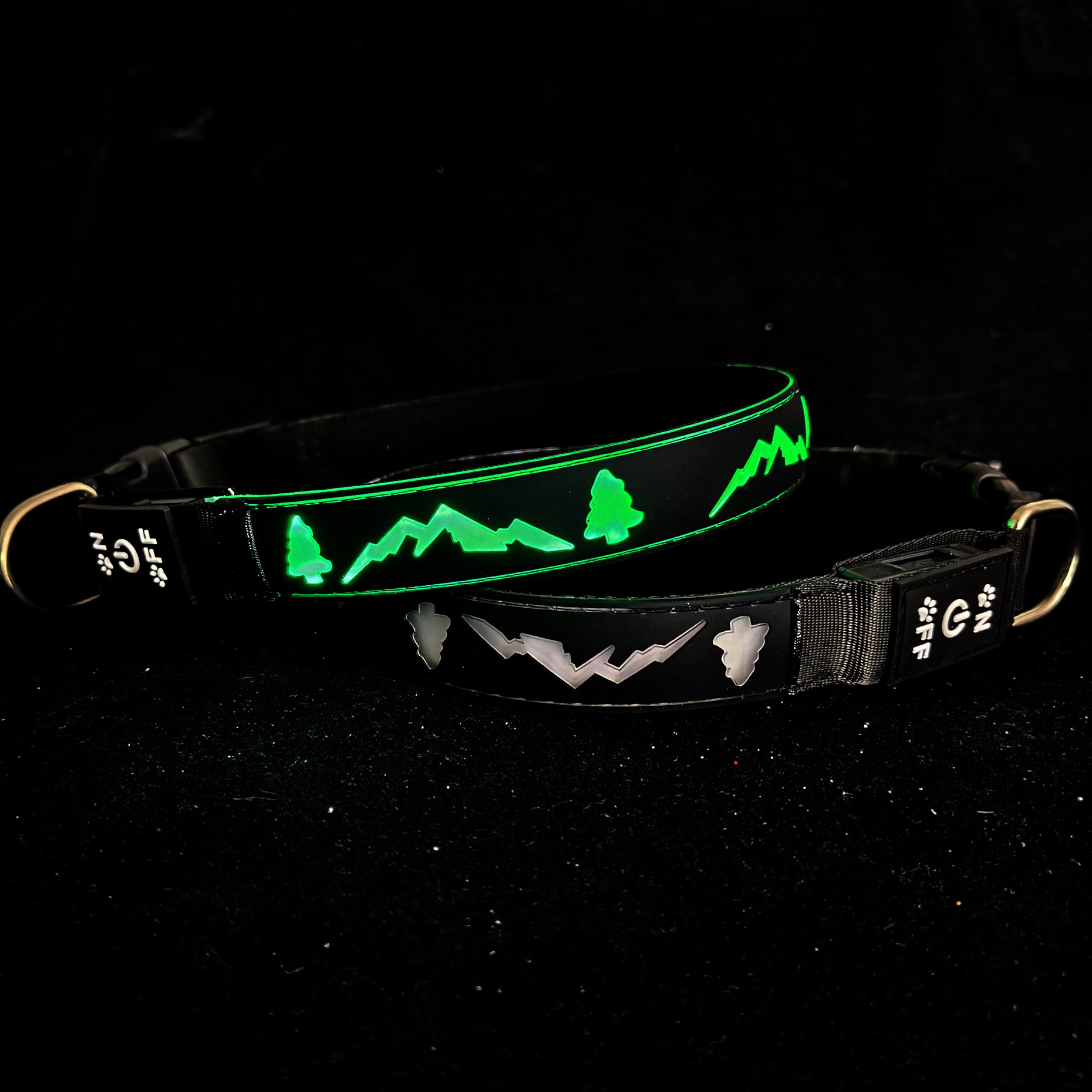 Dogled Flashing Usb-C Led Light Up Dog Collar, Subversive 3D Design Comfortable And Soft Material,Multicolored Lighting (Tre-Bla