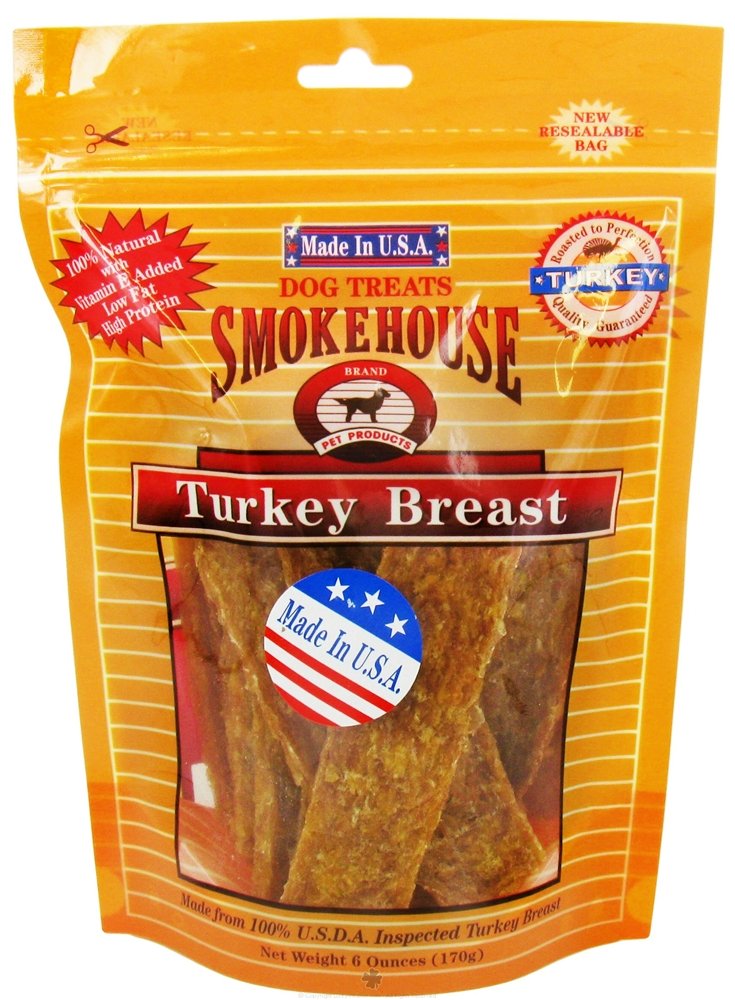 Smokehouse 100-Percent Natural Turkey Breast Dog Treats, 6-Ounce