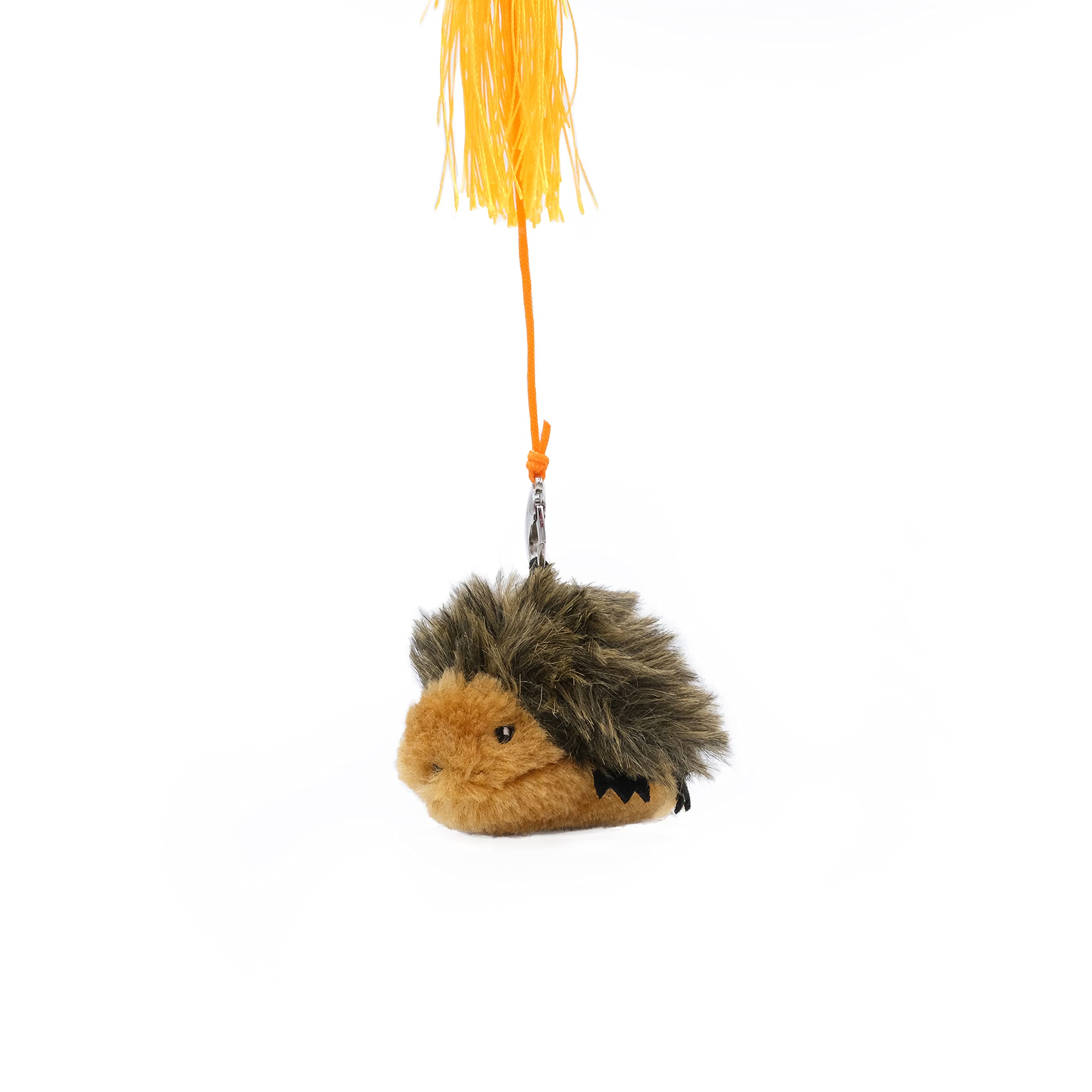 Zippyclaws Hedgehog Zippystick - Interactive Cat Toy Wand For Indoor Cats & Kittens, Cute Kitty Toys For Boredom, Fun Teaser Stick With Feathered Tassles & Plush Dangling Toy