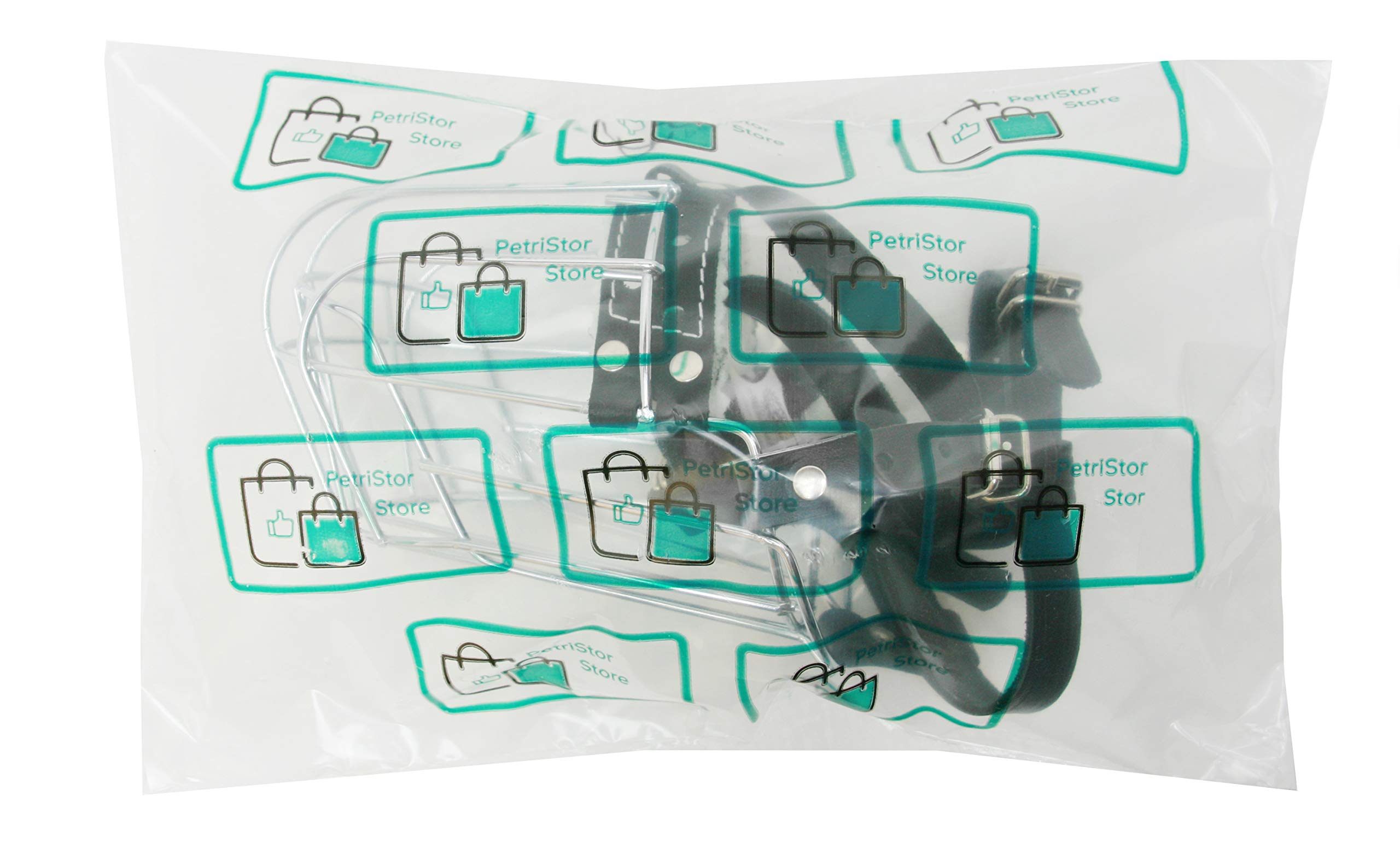 Dog Chrome Metal Muzzles Wire Basket Adjustable Leather Straps (?3+) Snout Circumference Is 9.4-10.2 In, Length Is 3.5-4.1 In