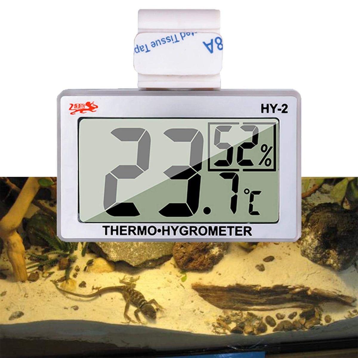 Capetsma Reptile Thermometer, Digital Thermometer Hygrometer For Reptile Terrarium, Temperature And Humidity Monitor In Acrylic And Glass Terrarium,Accurate - Easy To Read - No Messy Wires… (1 Pack)