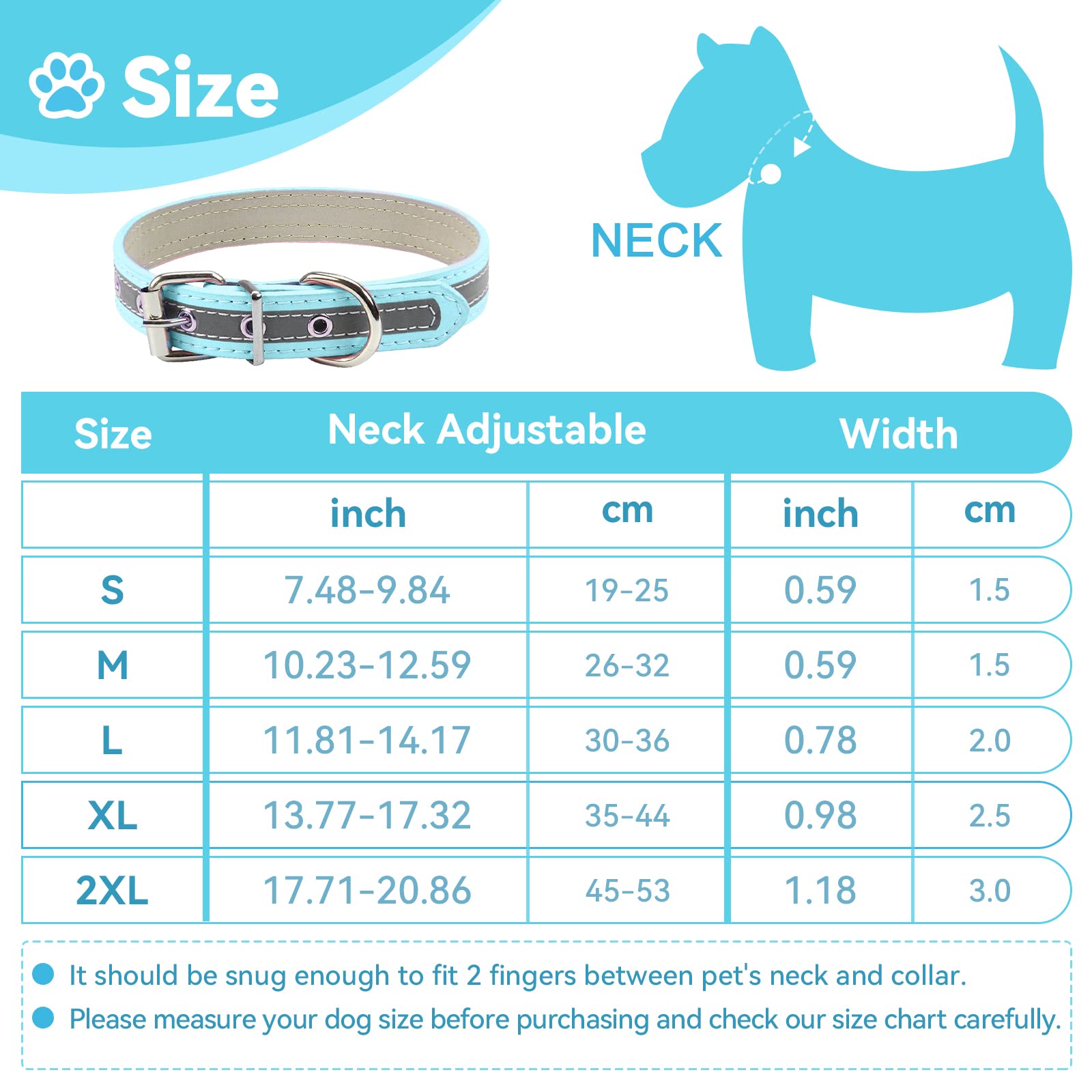 Petcare Reflective Dog Collar With Cute Paw Rivet Studded Funny Soft Pu Leather Adjustable Puppy Dog Collars For Small Medium Large Dogs Cats (Blue,X-Large)