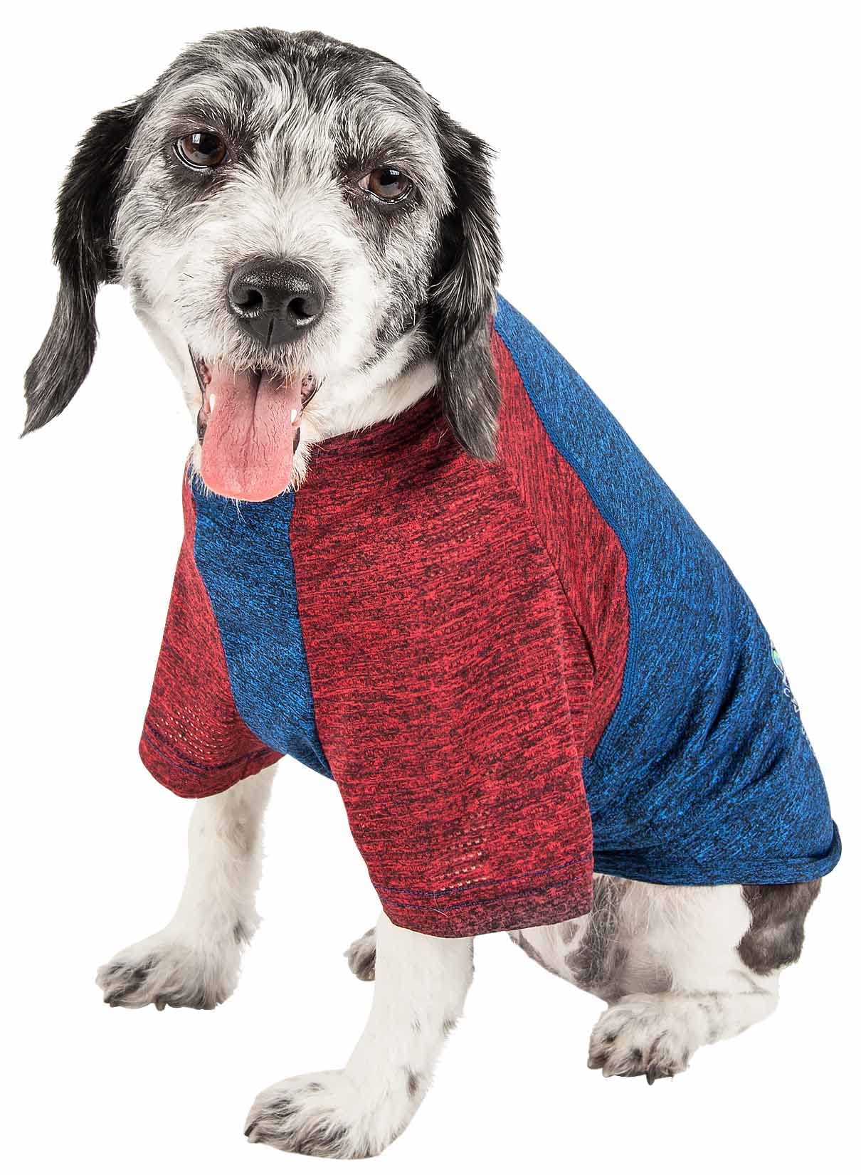 Pet Life Active Hybreed 4-Way Stretch Two-Toned Performance Dog T-Shirt, Large, Blue