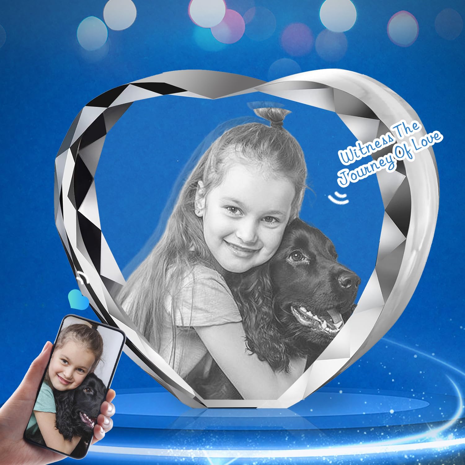 Han'S Laser Pet Photo Memorial Gifts, Personalized 3D Crystal Photo For Loss Of A Dog Gift, Custom Photo Frame For Dogs Or Cats 