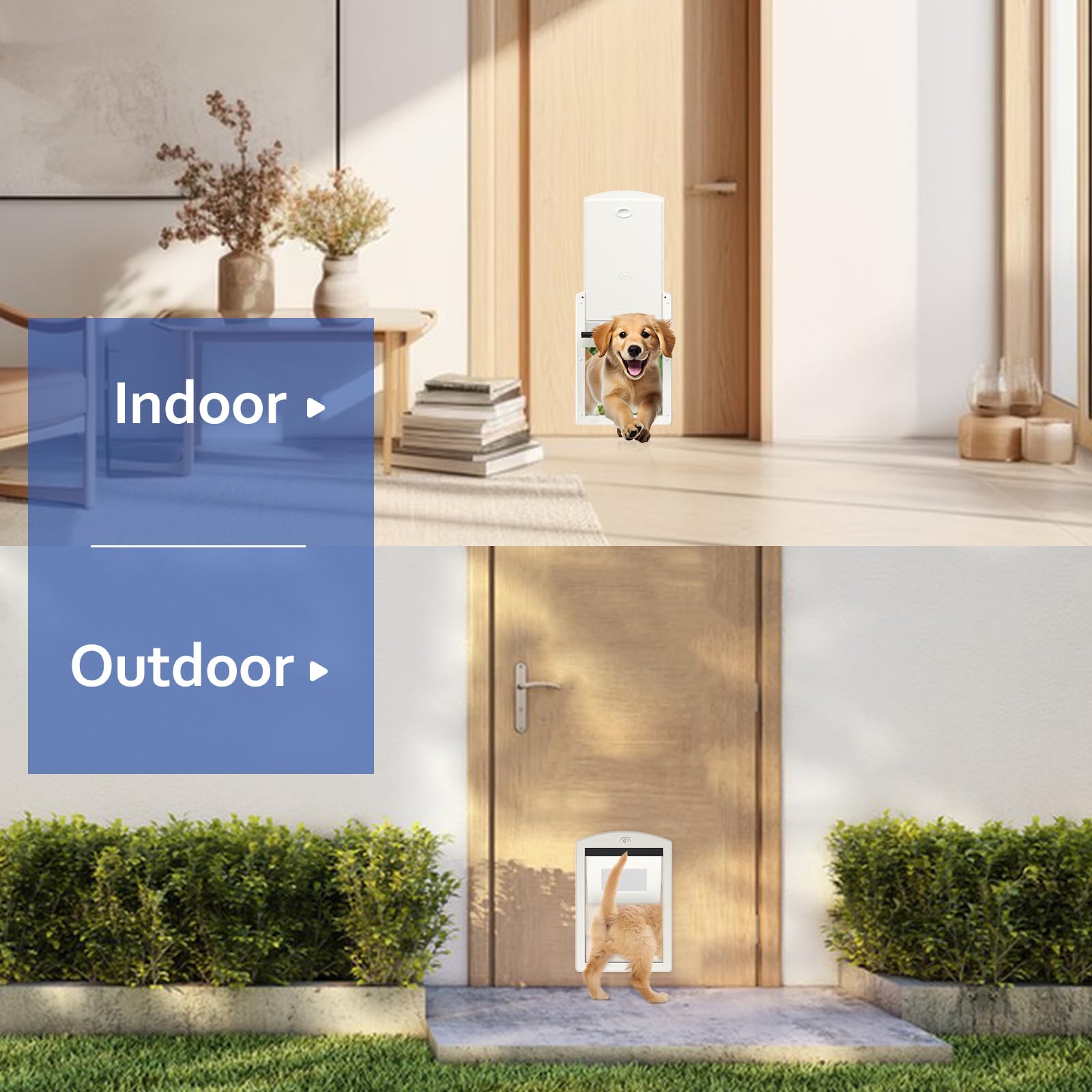 [Classicmacher] Dog Door For Large Dogs, White Frame Door For L Arge Dogs And Pets, Strong Plastic Doggy Door And Medium Pets Wi