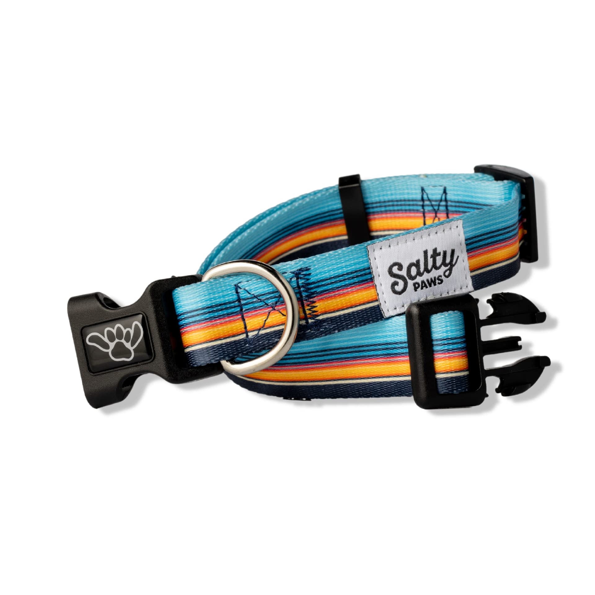 Shaka'S Salty Paws Boy & Girl Dog Collar Small Medium Large (Medium Dog Collar Adj. 14-20' For Dogs 25-50 Lbs, Sunset Stripes)