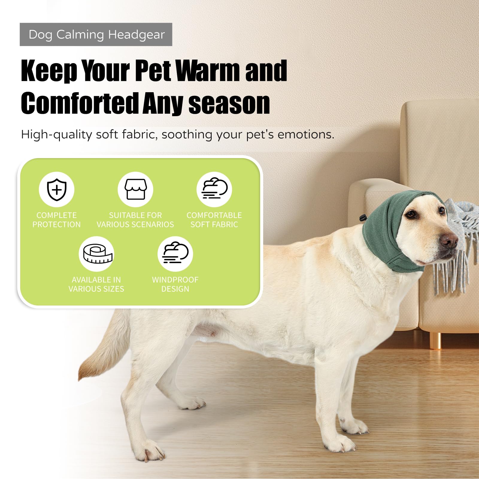 Kercynar Dog Anxiety Relief Hoodie, Ear Covers For Bath, Thunderstorms, Warm Dog Ear Cover Hoodie