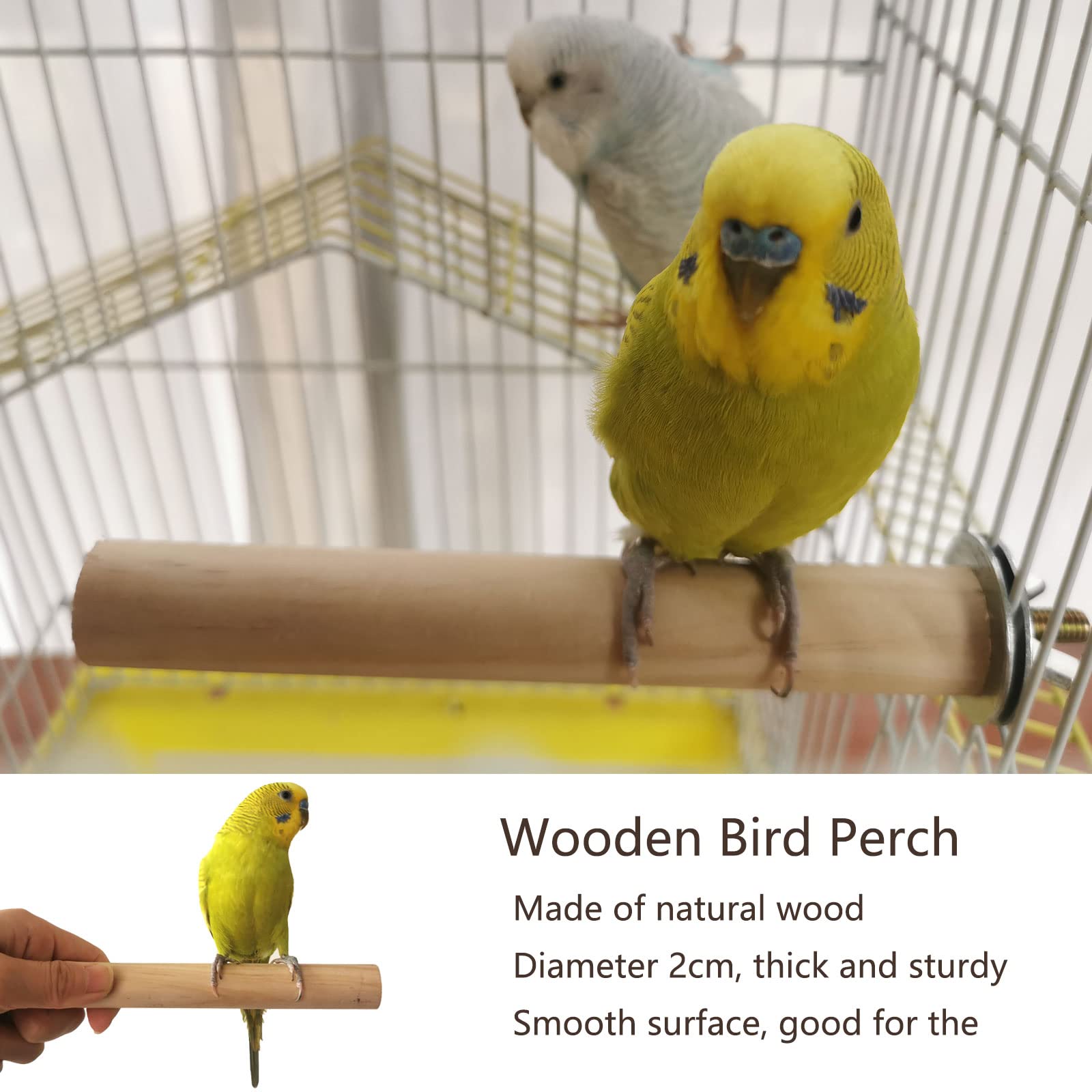 Tfwadmx 8 Pcs Parakeet Perch Bird Stand Toy Natural Wood Platform Grinding Nail Cage Accessories For Small Birds Cockatiels Lovebirds Budgie Parrots