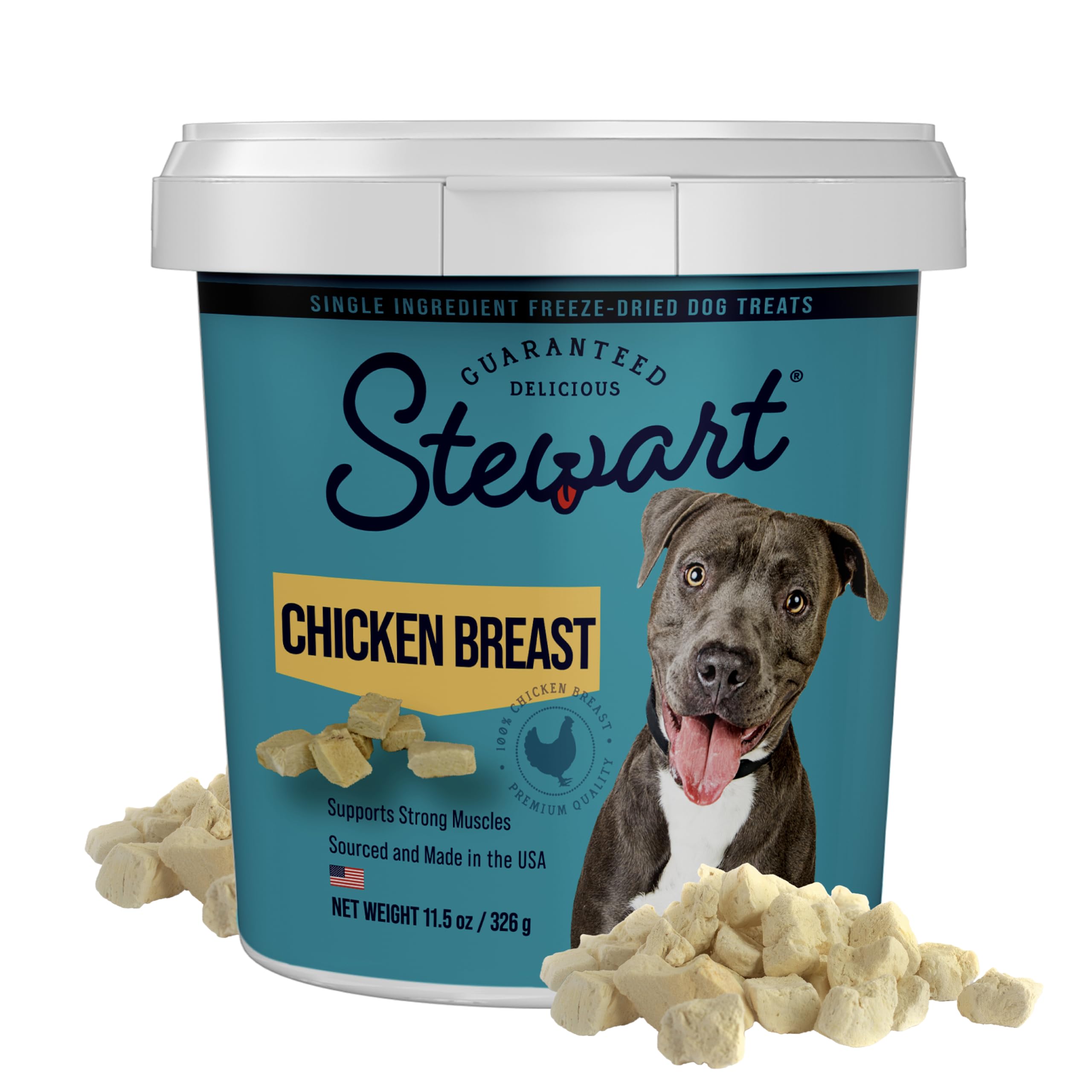 Stewart Chicken Breast Dog Treats, 11.5 oz, ~215 Pieces, Freeze Dried Raw, Single Ingredient, 74% Protein Training Treats or Mea