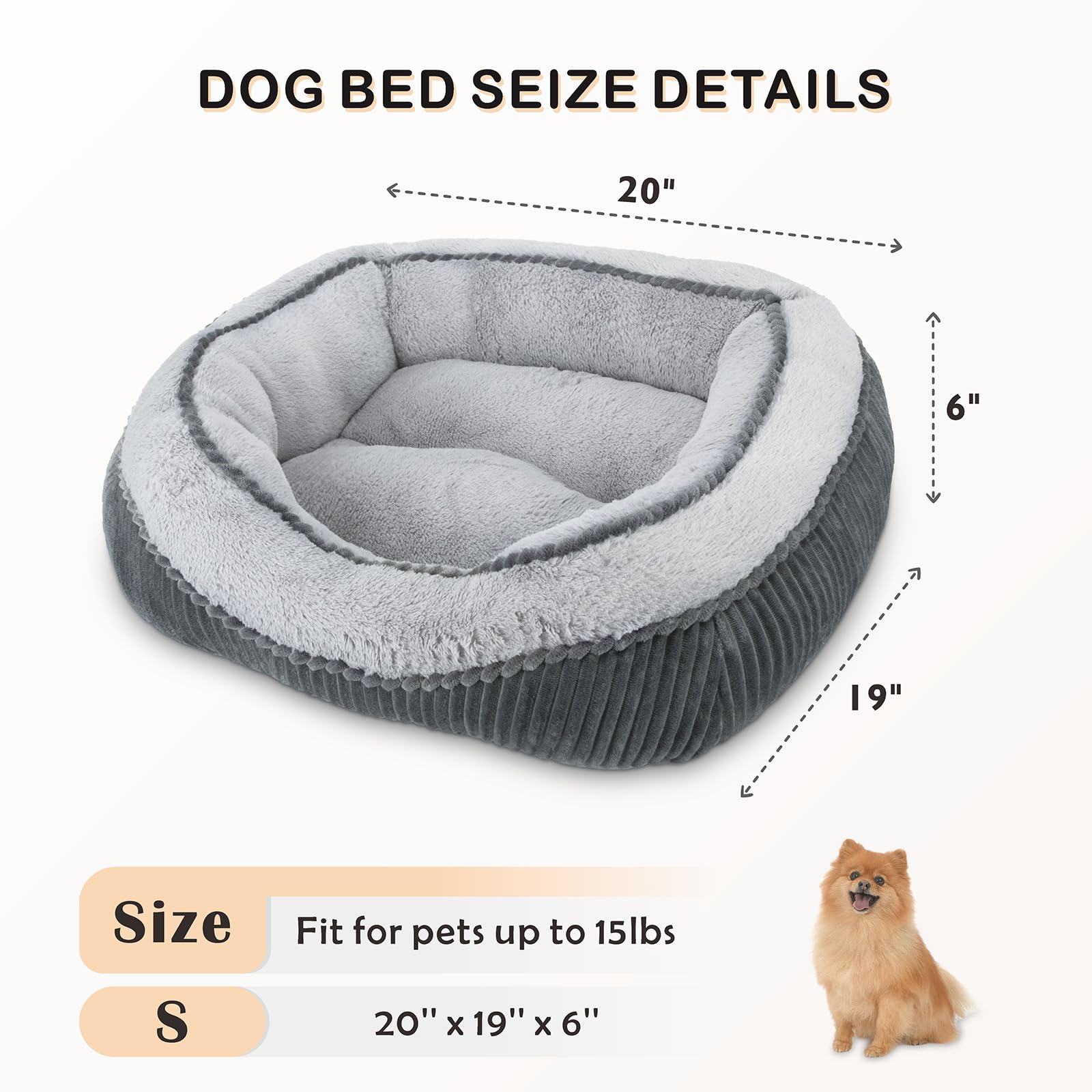 Siwa Mary Dog Beds For Small Medium Large Dogs & Cats. Durable Washable Pet Bed, Orthopedic Dog Sofa Bed, Luxury Wide Side Fancy Design, Soft Calming Sleeping Warming Puppy Bed, Anti-Slip Bottom