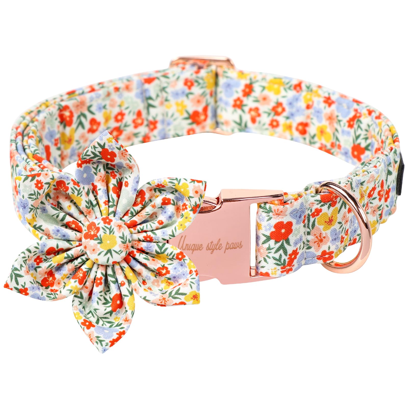 Unique Style Paws Summer Dog Collar With Floral Bow,Colorful Bow Tie Puppy Collar,Flower Pattern Dog Bow Collar For Small,Medium