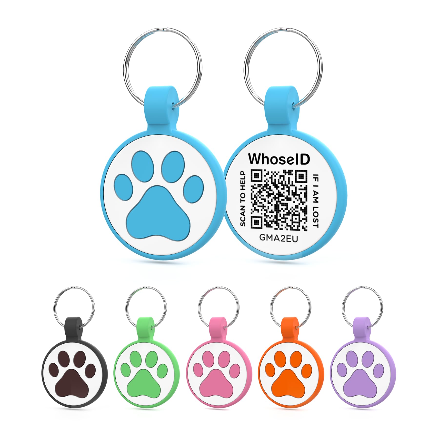 Whoseid Personalized Dog Tag, Laser Engraving Qr Code, Silicone Dog Id Tag, Pet Online Profile, Scan Qr Code Send Location, Coll